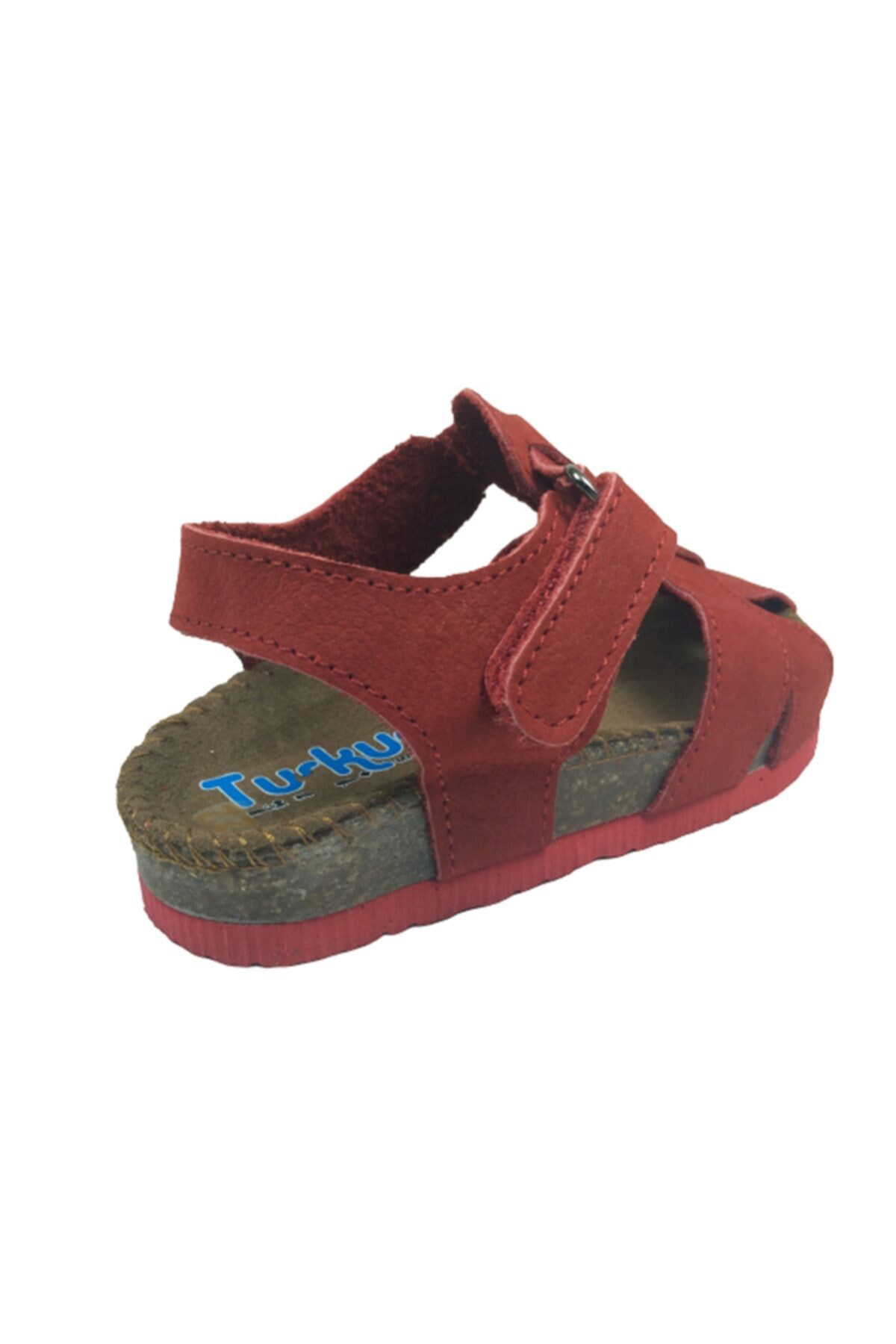 Bebe kız Çocuk Sandalet  kırmızı Nubuk Önü Çapraz Atkılı Bilekten
