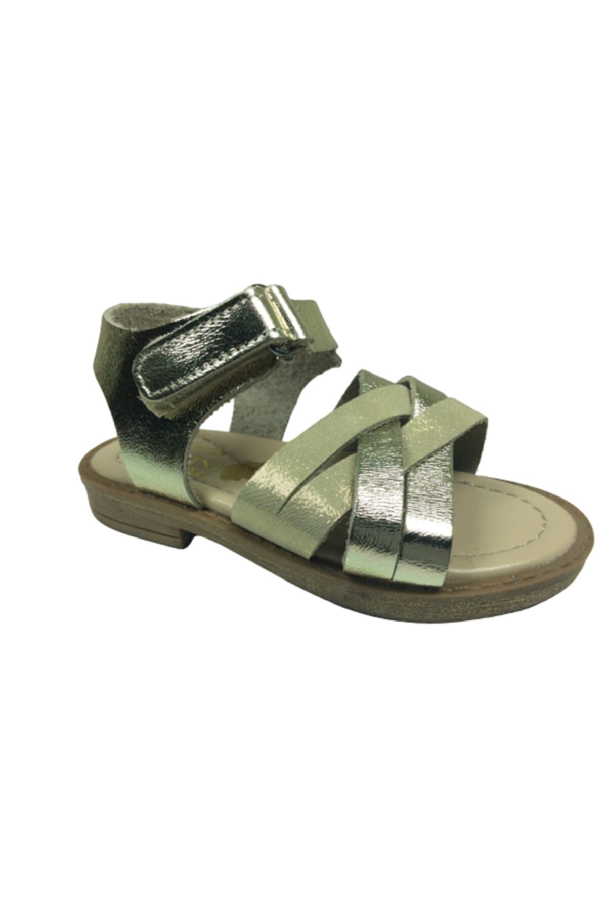 Bebe kız Çocuk Sandalet  dore Önü Çapraz Atkılı Bilekten Cırtlı D