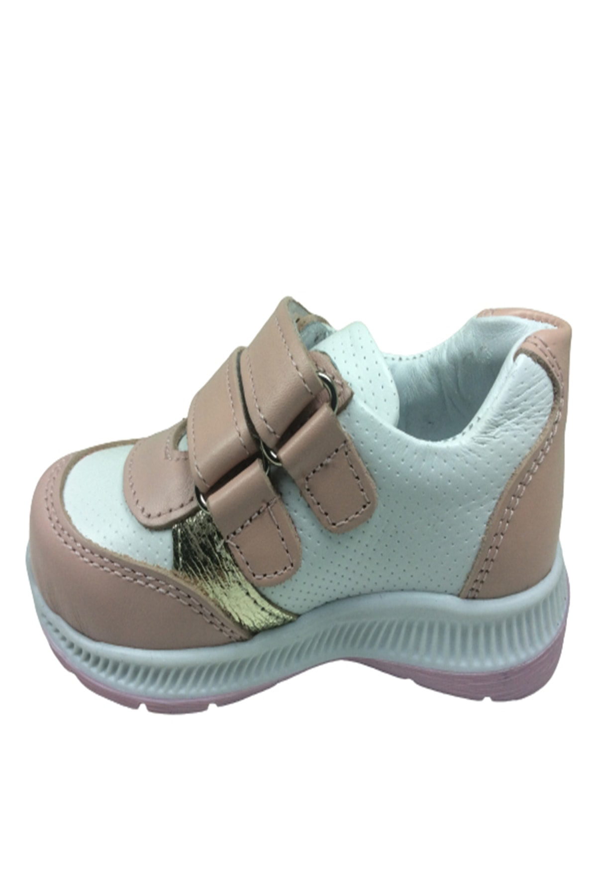 Bebe Kız Çocuk Spor Ayakkabı Pudra - Beyaz Cırtlı Deri Anatomik