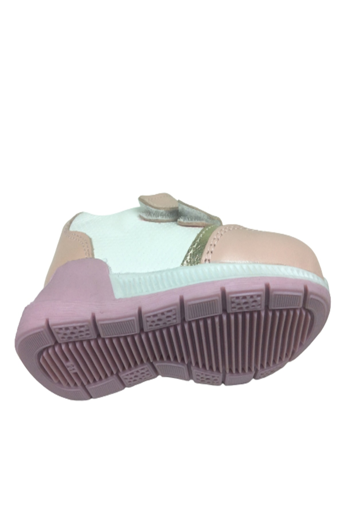 Bebe Kız Çocuk Spor Ayakkabı Pudra - Beyaz Cırtlı Deri Anatomik