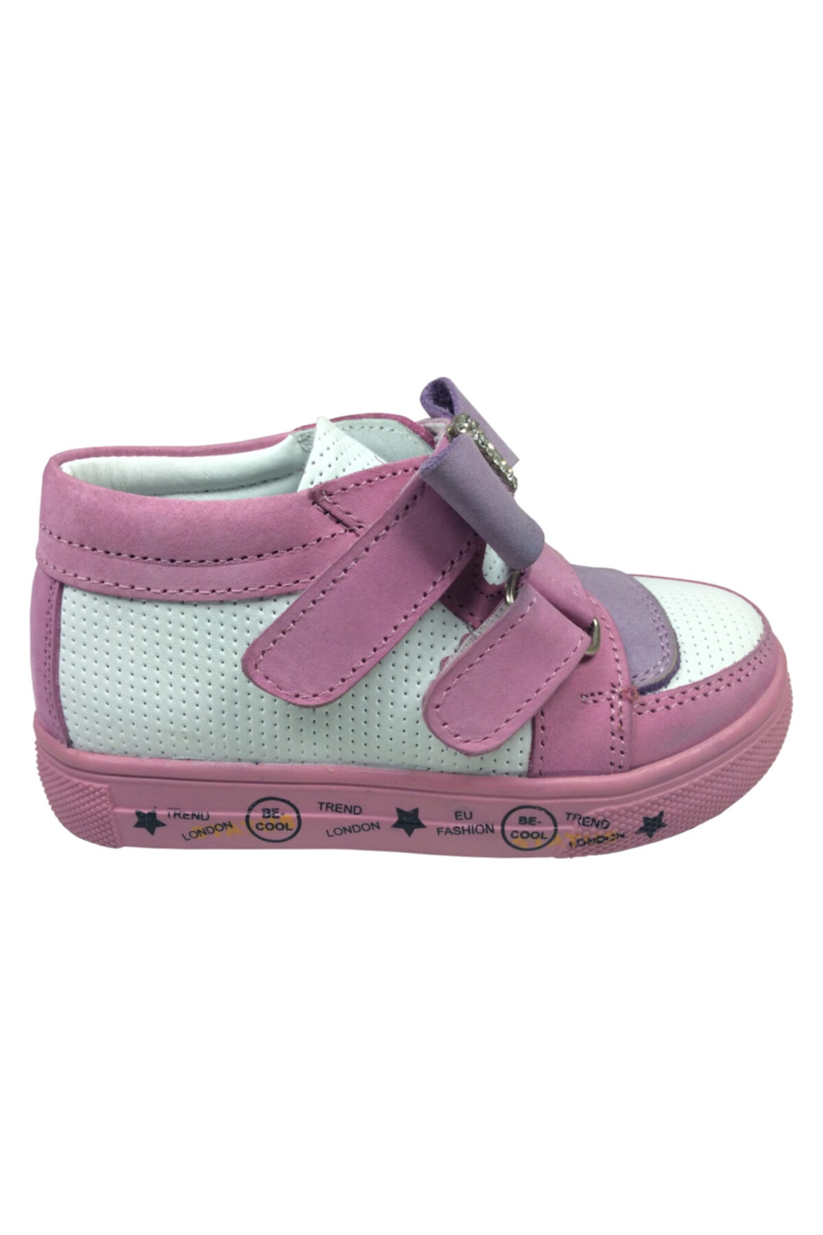 Bebe Kız Çocuk Spor Ayakkabı Beyaz - Gül Kurusu - Lilalı Lila Taş