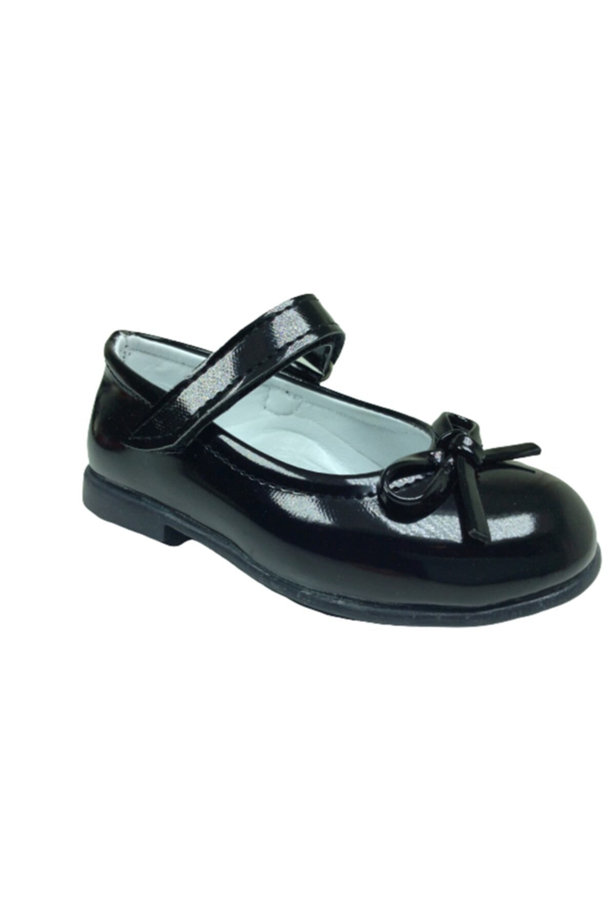 Bebe Siyah Rugan Siyah Tbn Bıyık Fiyonk Kız Çocuk Babet Ayakkabı