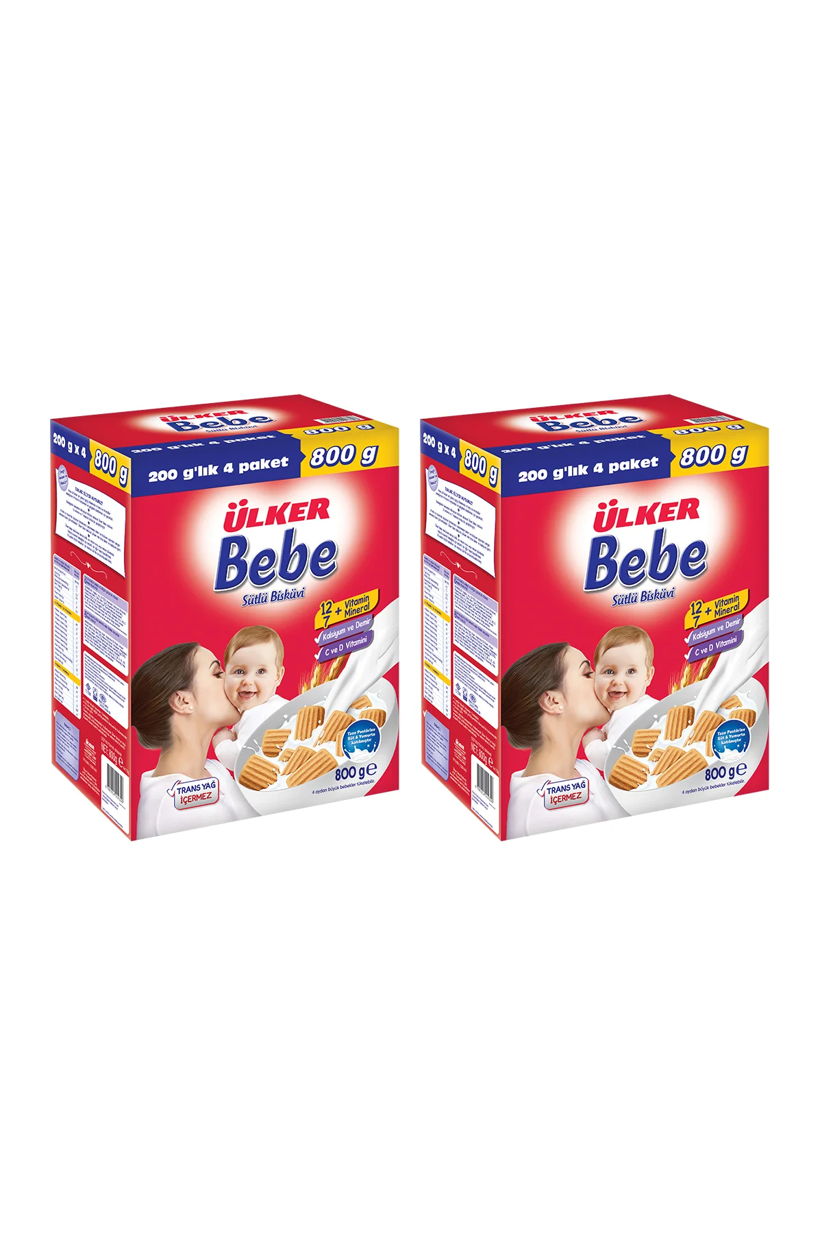 BEBE Sütlü Bisküvi- Trans Yağ İçermez - 800 gram - 2 Adet