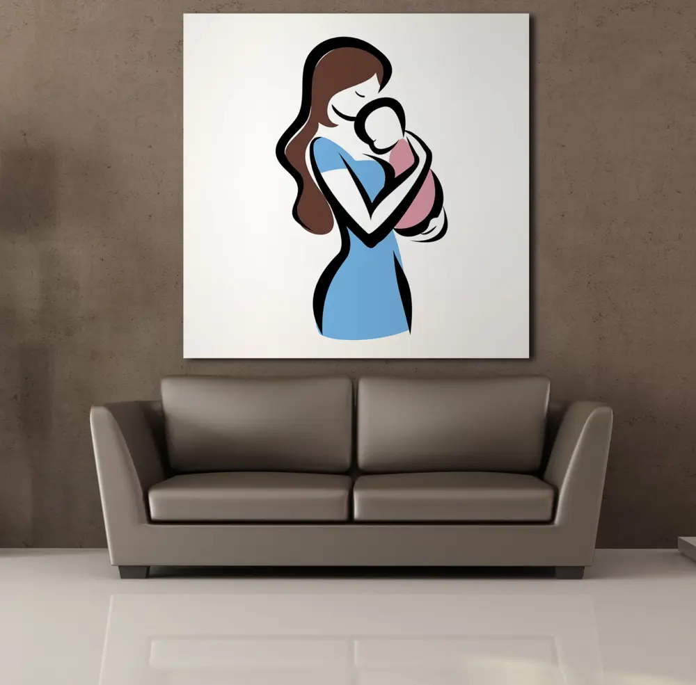 BEBEĞİNİ KUCAĞINA ALAN ANNE KANVAS TABLO