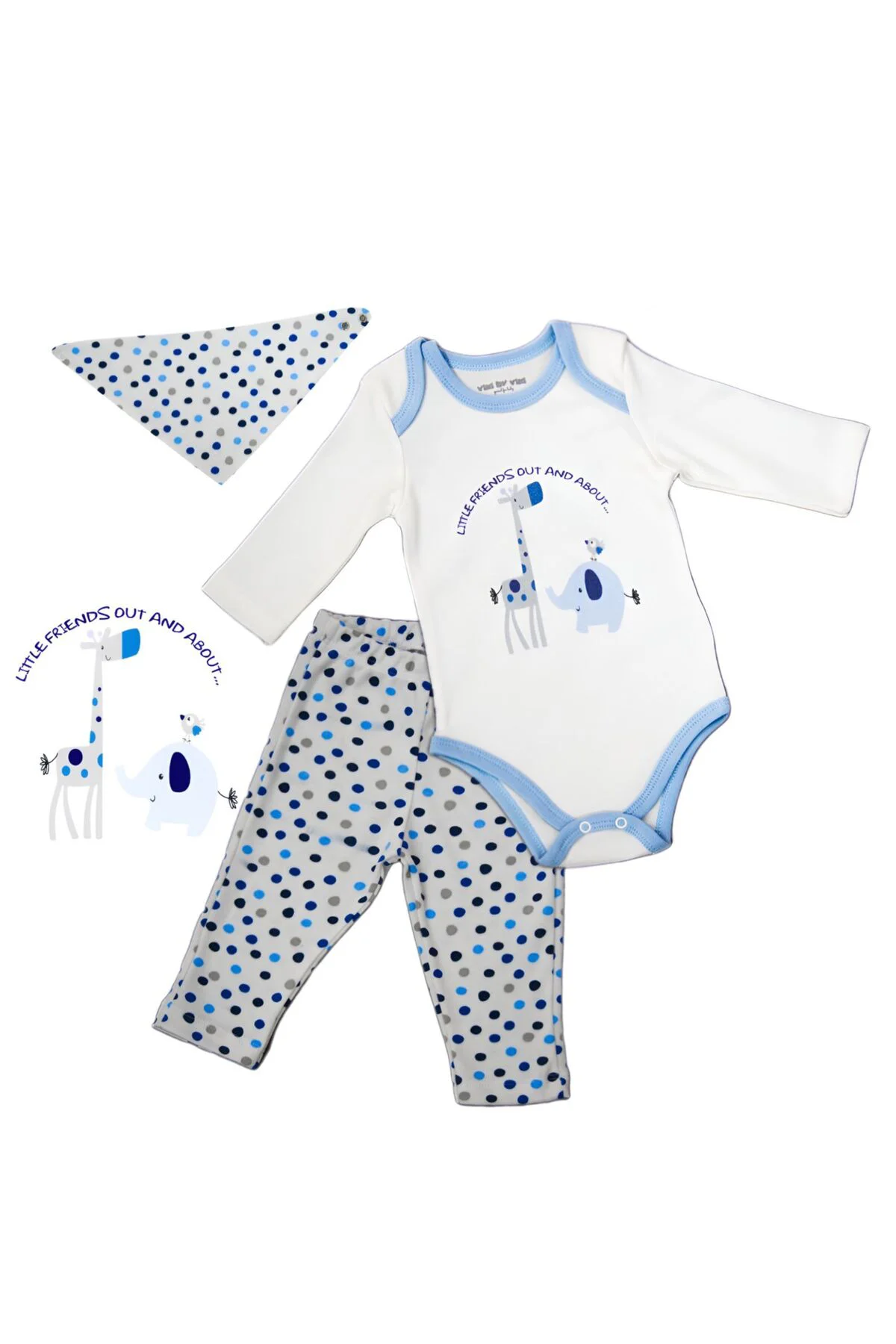 Bebek 3 Parça Body Zıbın Takımı