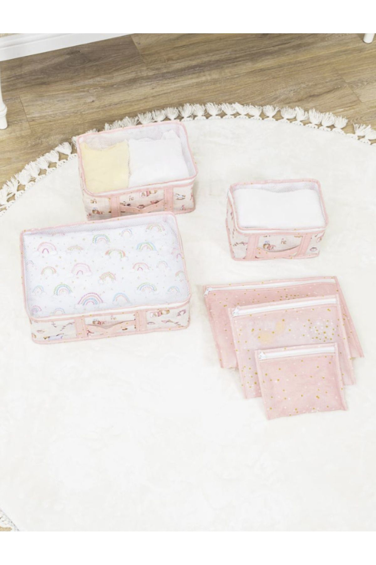 Mom'smiracles Bebek 6’Lı Seyahat Seti,Bebek Bakım Çantası Seyahat Bebek Hurcu H