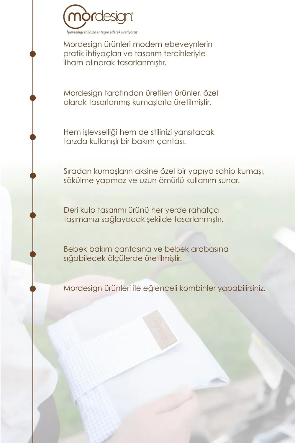 Mordesign Bebek Alt Açma Bakım Çantası, Anne Bebek Organizeri, Yıkanabilir,