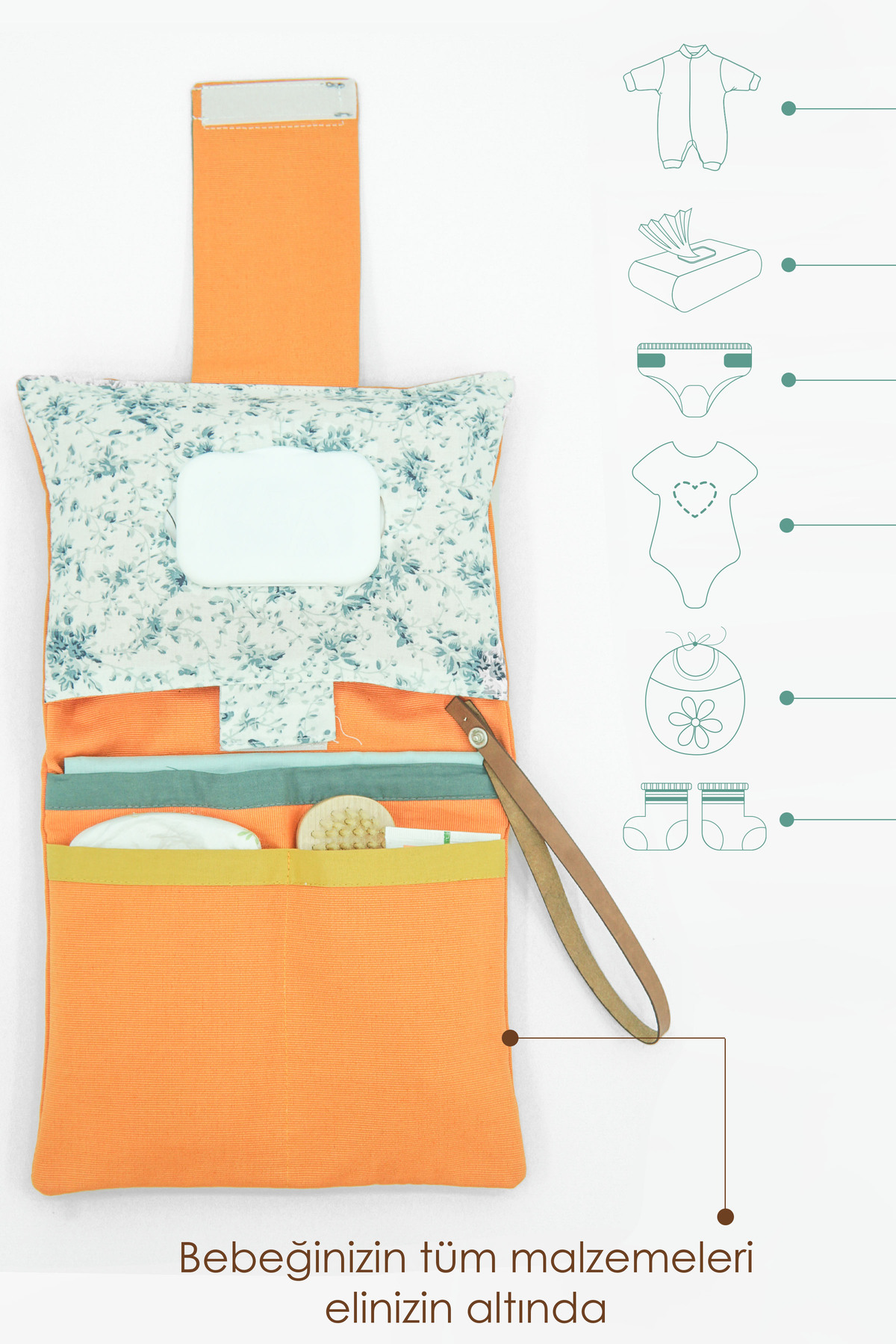 Mordesign Bebek Alt Açma Bakım Çantası, Anne Bebek Organizeri, Yıkanabilir,