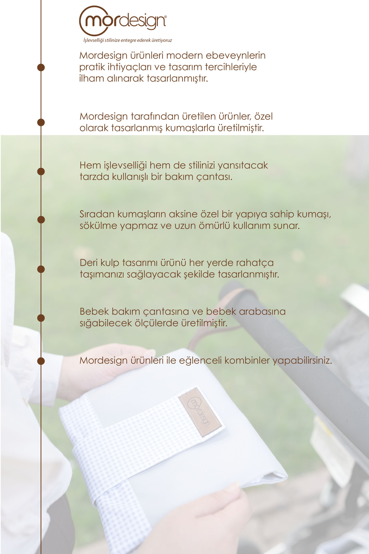 Mordesign Bebek Alt Açma Bakım Çantası, Anne Bebek Organizeri, Yıkanabilir,