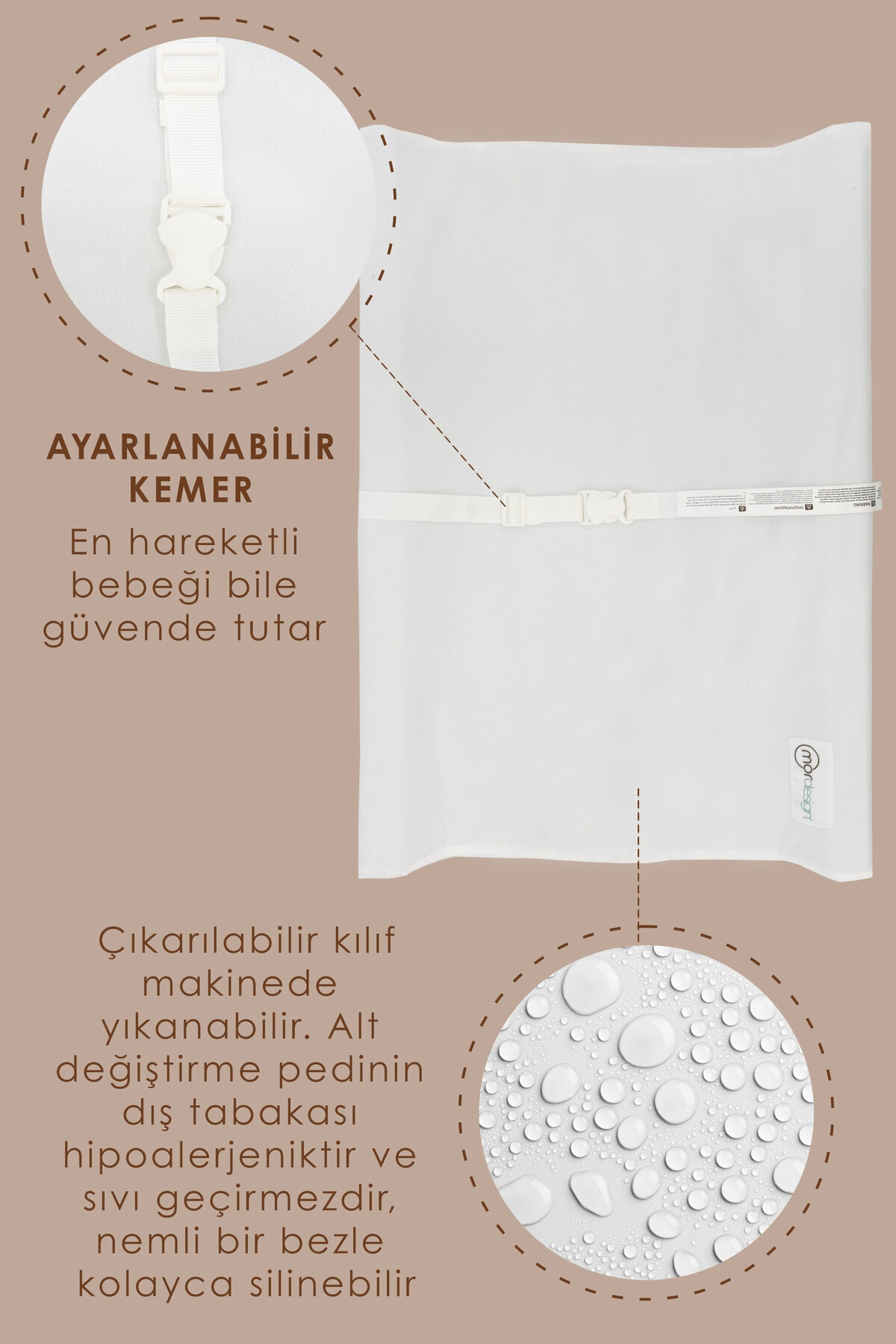 Mordesign Bebek Alt Açma Minderi, Alt Değiştirme Pedi, Ek Konturlu, Ayarlan