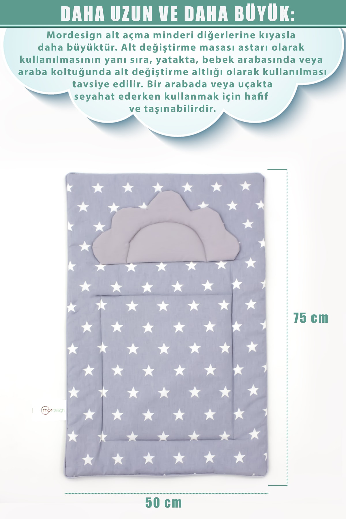 Bebek Alt Açma Minderi, Yıkanabilir, Elyaf Dolgulu Alt Değiştirme