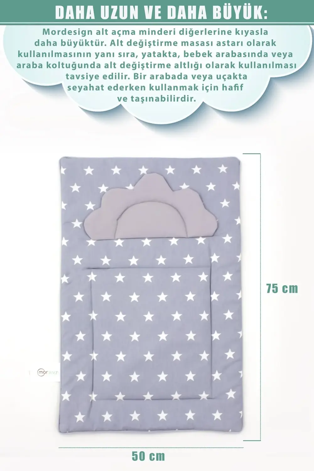 Bebek Alt Açma Minderi, Yıkanabilir, Elyaf Dolgulu Alt Değiştirme