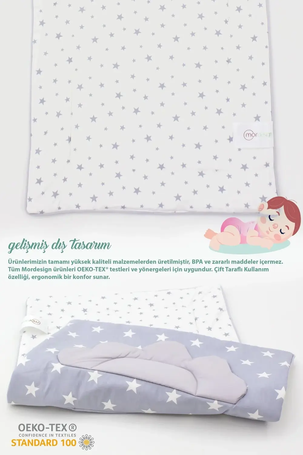 Bebek Alt Açma Minderi, Yıkanabilir, Elyaf Dolgulu Alt Değiştirme