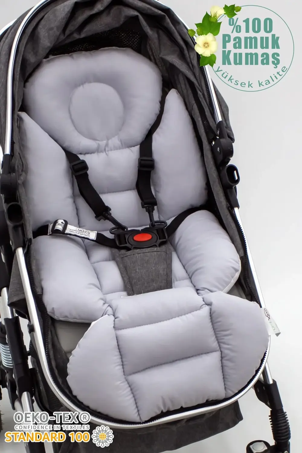 Mordesign Bebek Arabası Minderi, Bel Destekli, Plain Desen, Çift Taraflı, G