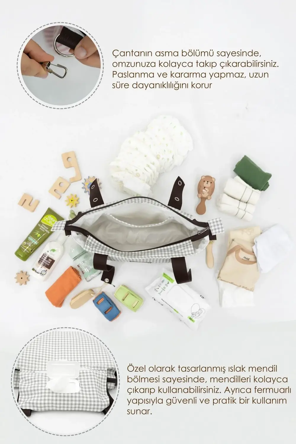 Bebek Arabası Organizer Çanta, Omuz Akılı , Anne Bebek Bakım Çant