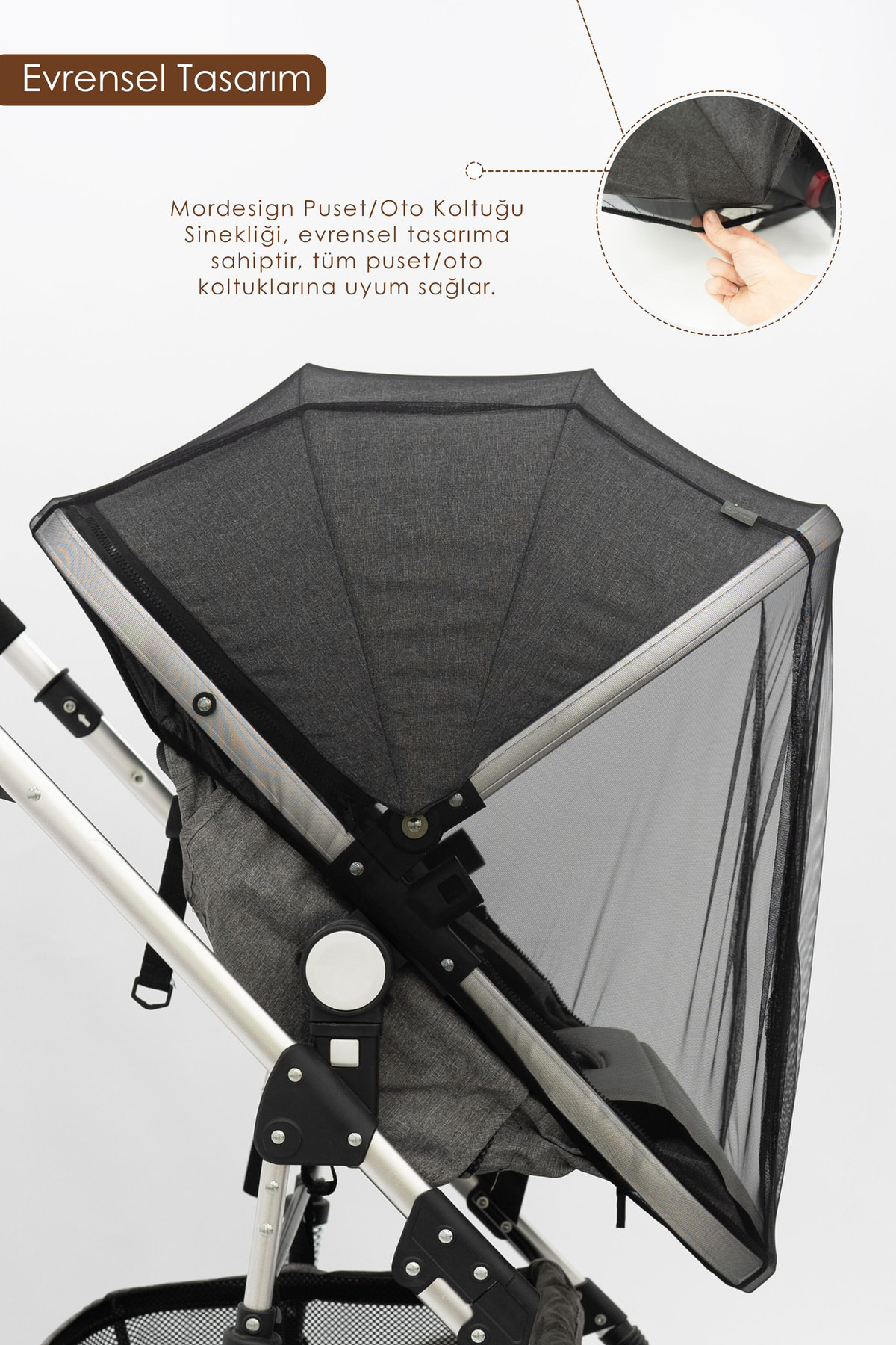 Mordesign Bebek Arabası Sinekliği/Cibinliği, Sahra Serisi, Siyah (Tüm Bebek