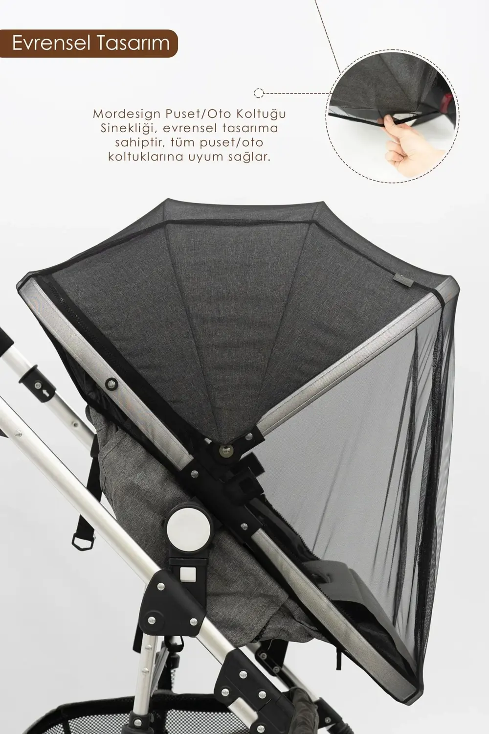 Mordesign Bebek Arabası Sinekliği/Cibinliği, Sahra Serisi, Siyah (Tüm Bebek
