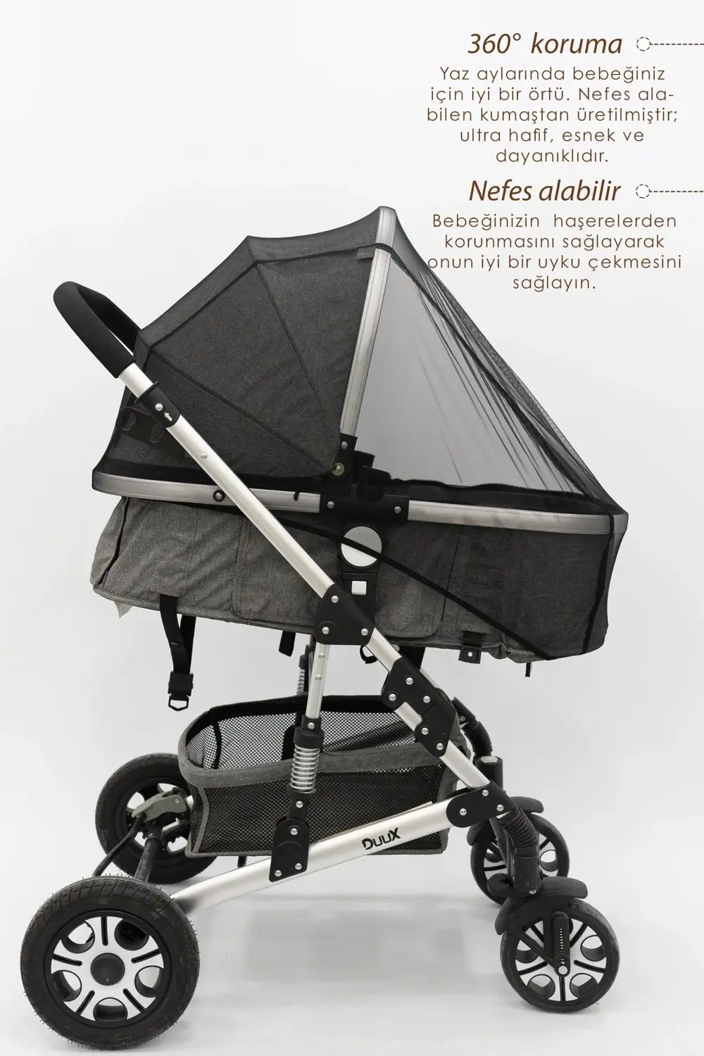 Mordesign Bebek Arabası Sinekliği/Cibinliği, Sahra Serisi, Siyah (Tüm Bebek