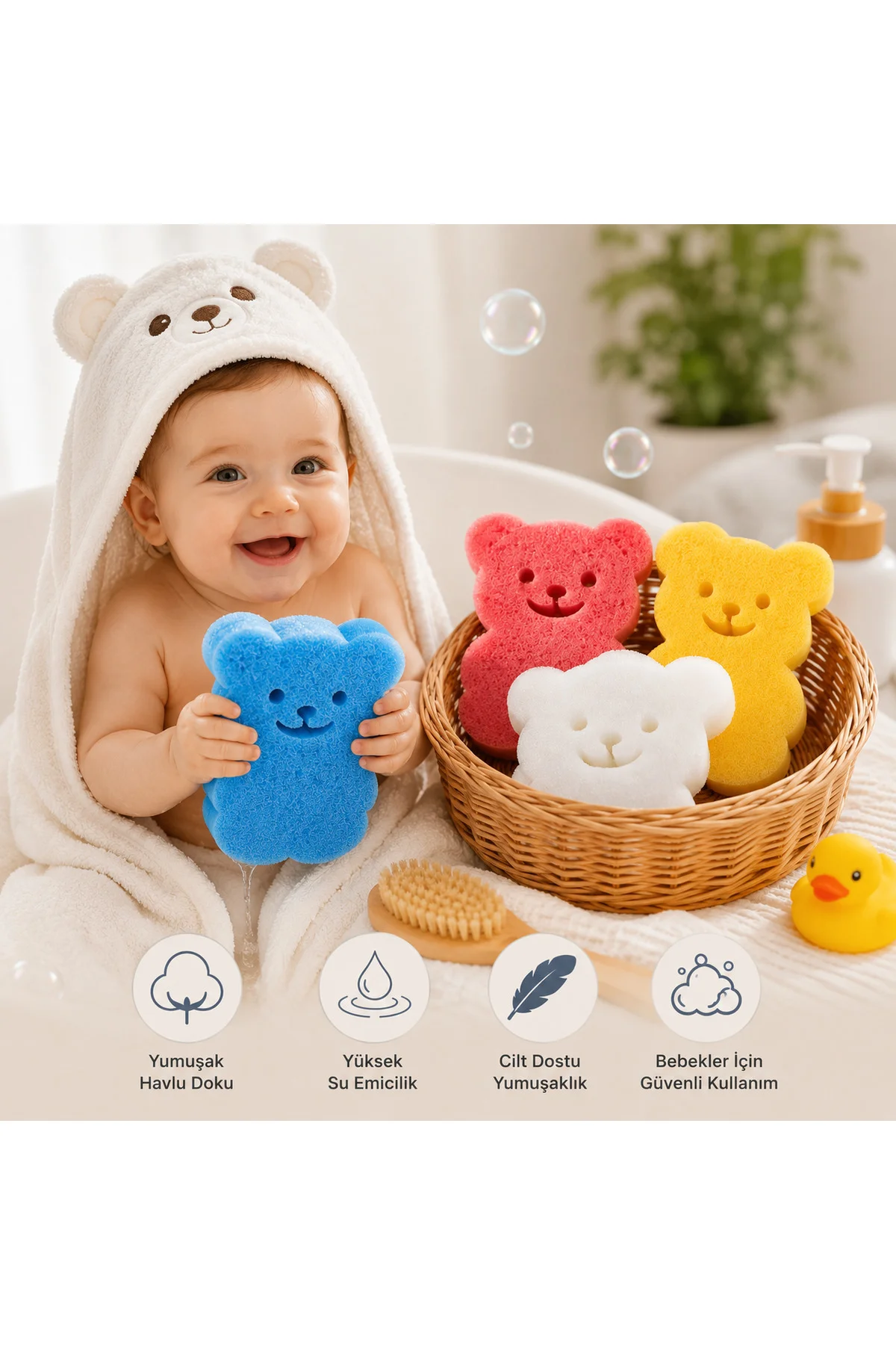 Bebek Ayıcık Figürlü Bebek Banyo Süngeri 4’lü Renkli Yumuşak Banyo Lifi Bebek Ayıcık Figürlü Bebek Banyo Süngeri 4’lü Renkli Yumuşak Banyo Lifi