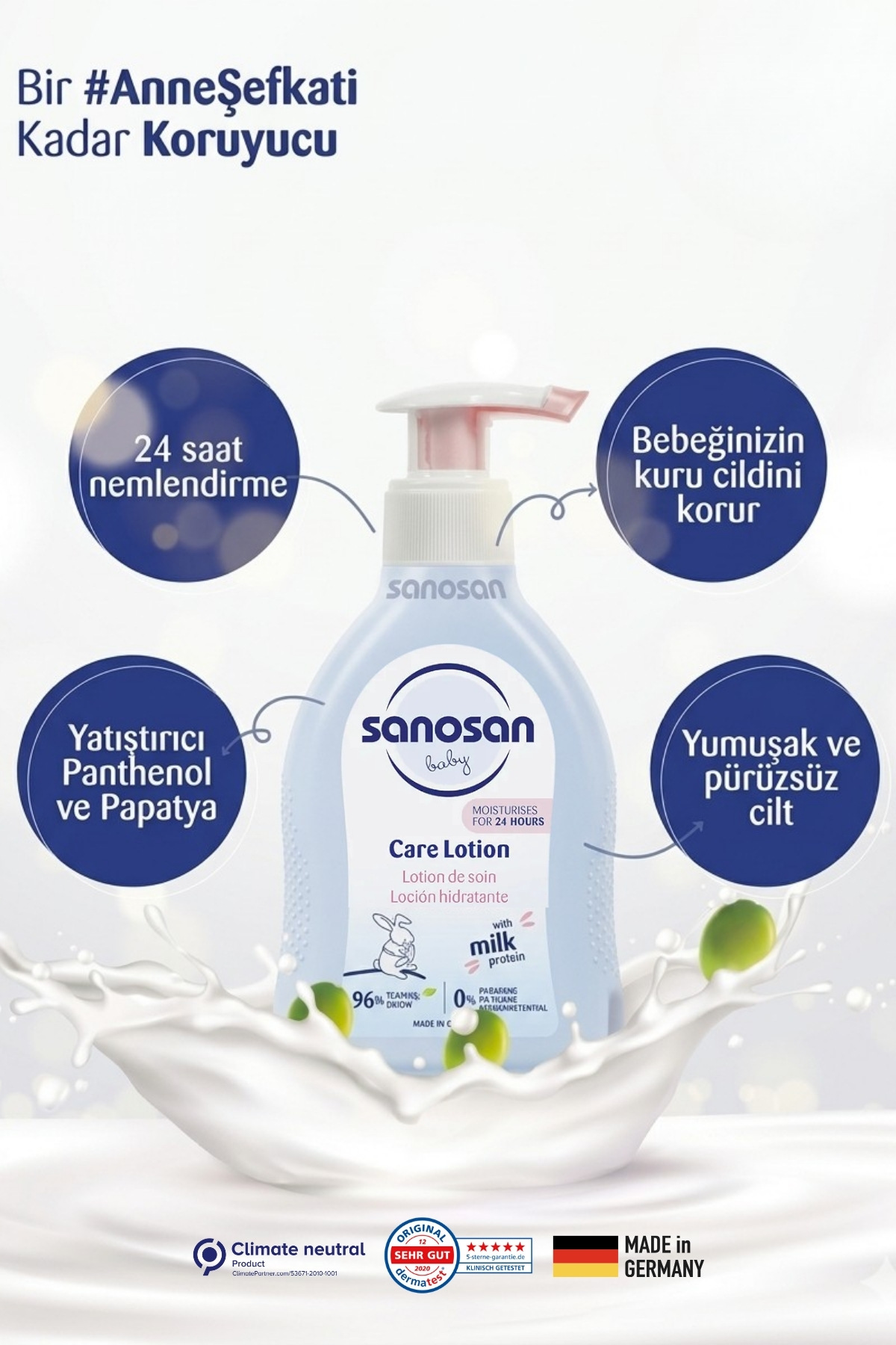 Bebek Bakım Losyonu 200 ml – Süt Proteinli, Papatya ve Panthenollü Nemlendirici Bakım Bebek Bakım Losyonu 200 ml – Süt Proteinli, Papatya ve Panthenollü Nemlendirici Bakım
