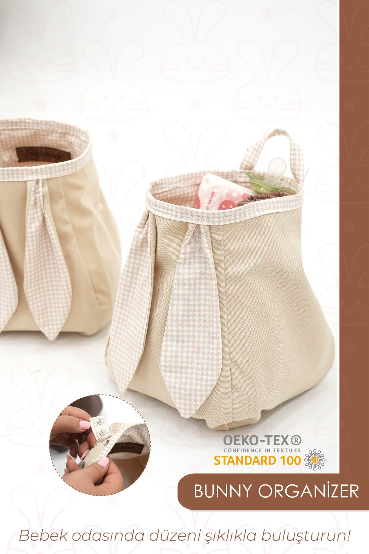 Mordesign Bebek Bakım Organizeri, Asılabilir Duvar Sepeti, Anaokulu Depolam