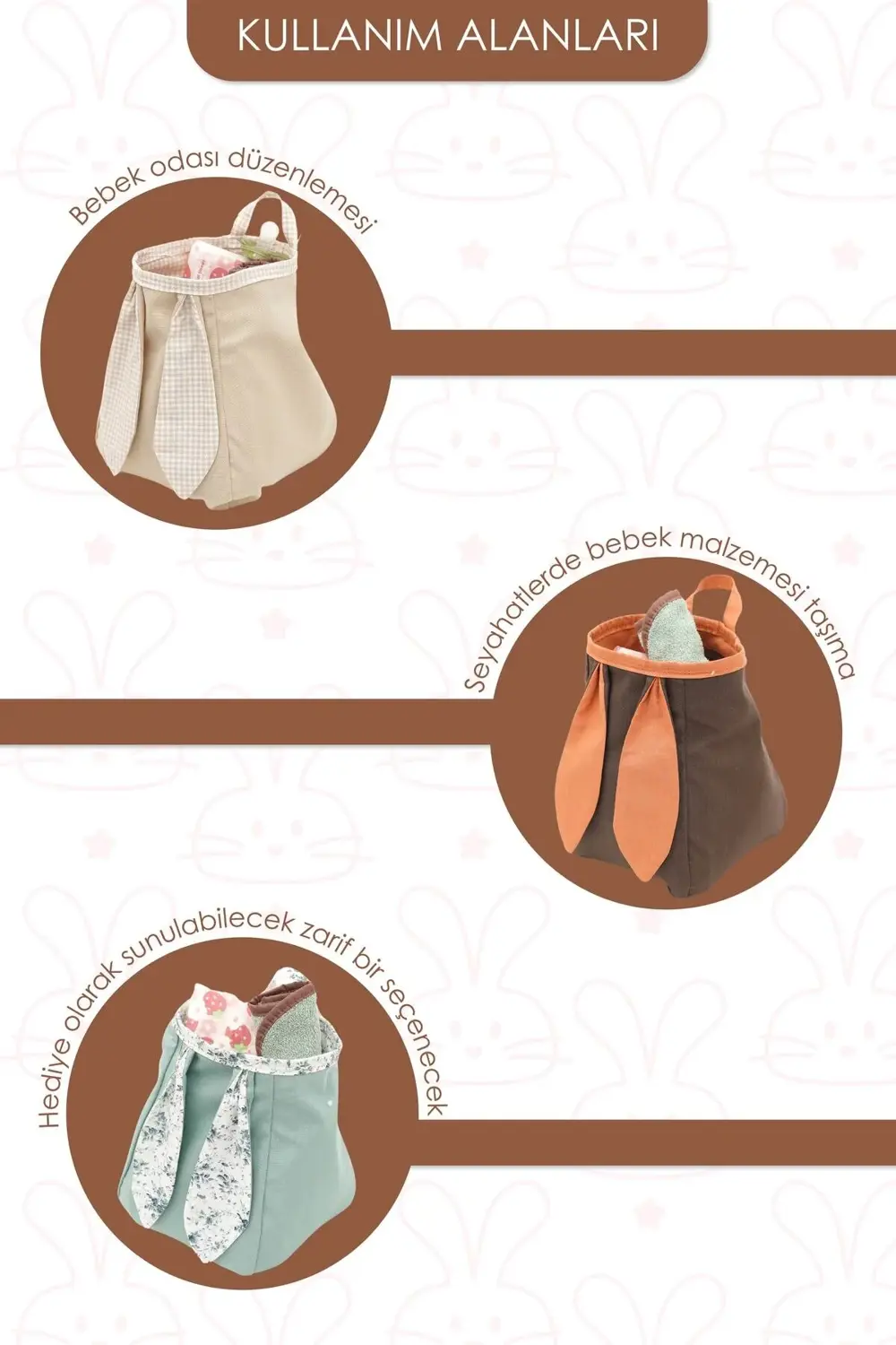 Mordesign Bebek Bakım Organizeri, Asılabilir Duvar Sepeti, Anaokulu Depolam