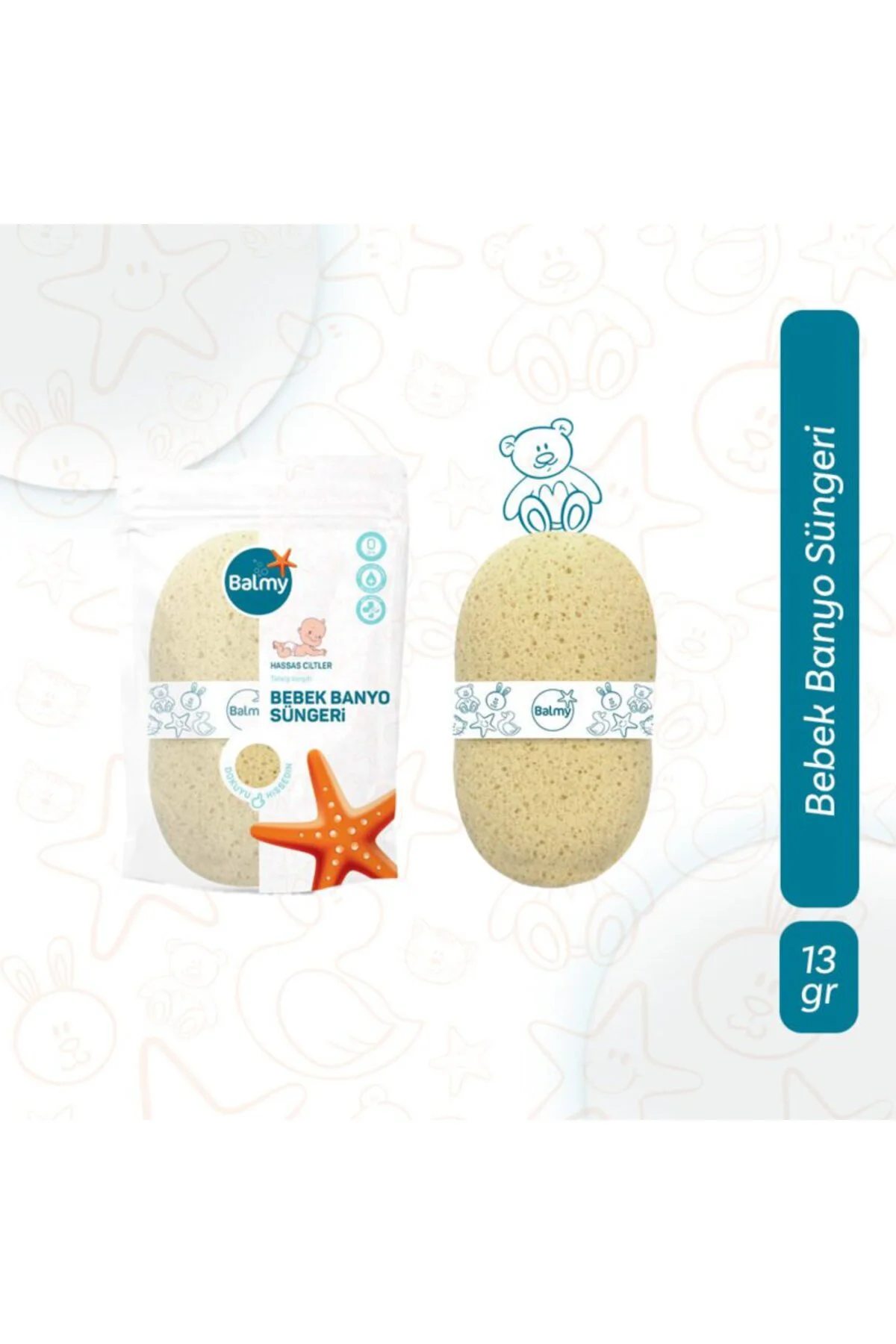 Bebek Banyo Bakım Seti / 3 Adet Tahriş Karşıtı Sünger - 1 Adet Be
