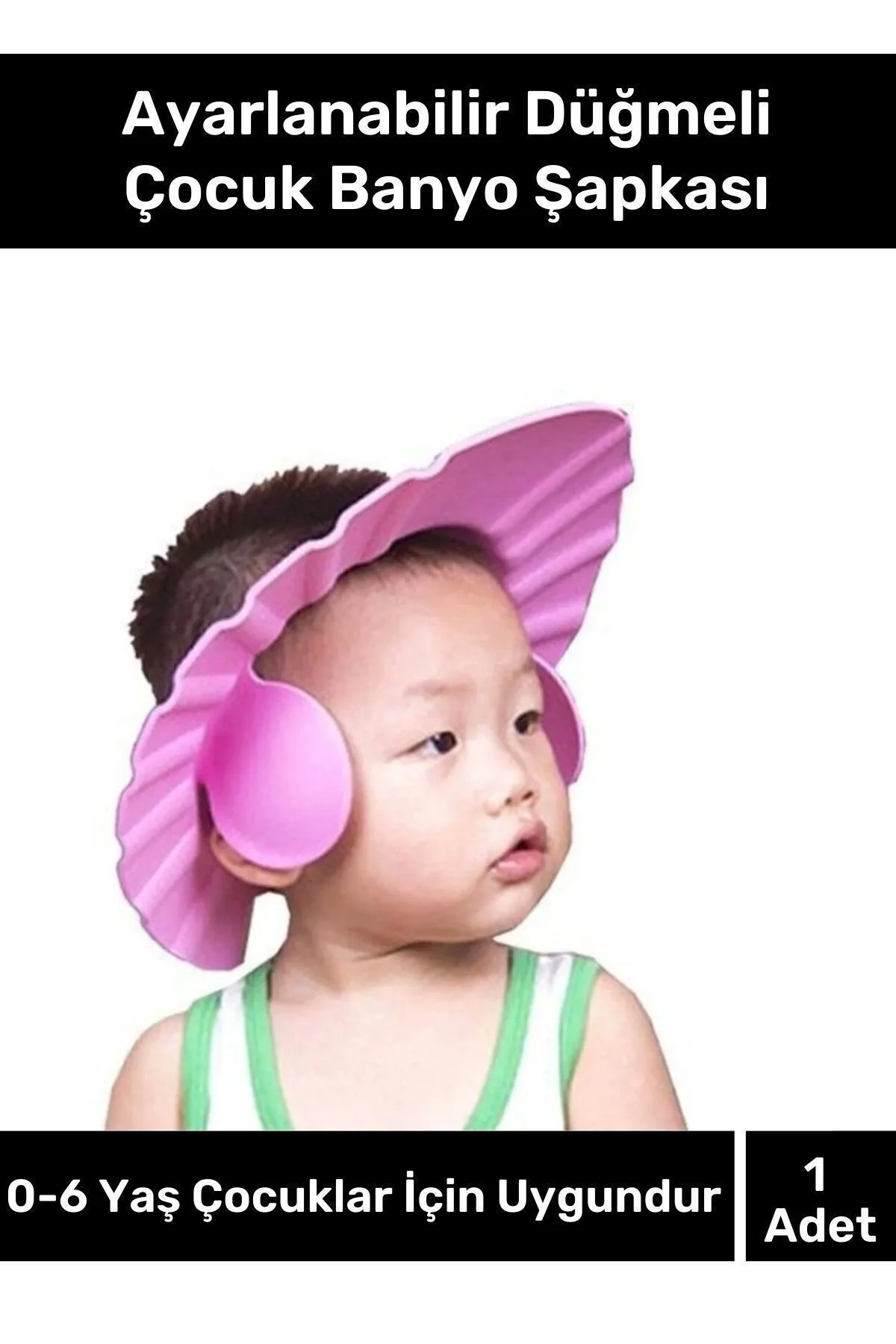 Bebek Banyo Şapkası Duş Başlığı Ayarlanabilir Düğmeli Çocuk Küvet