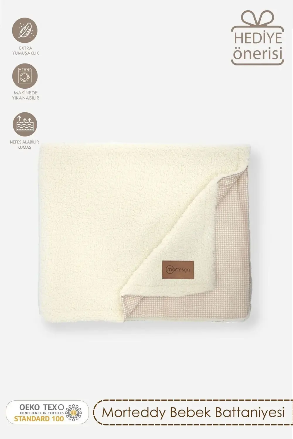 Bebek Battaniyesi, Çift Taraflı Kullanım, Teddy Kumaş Bebek Beşik