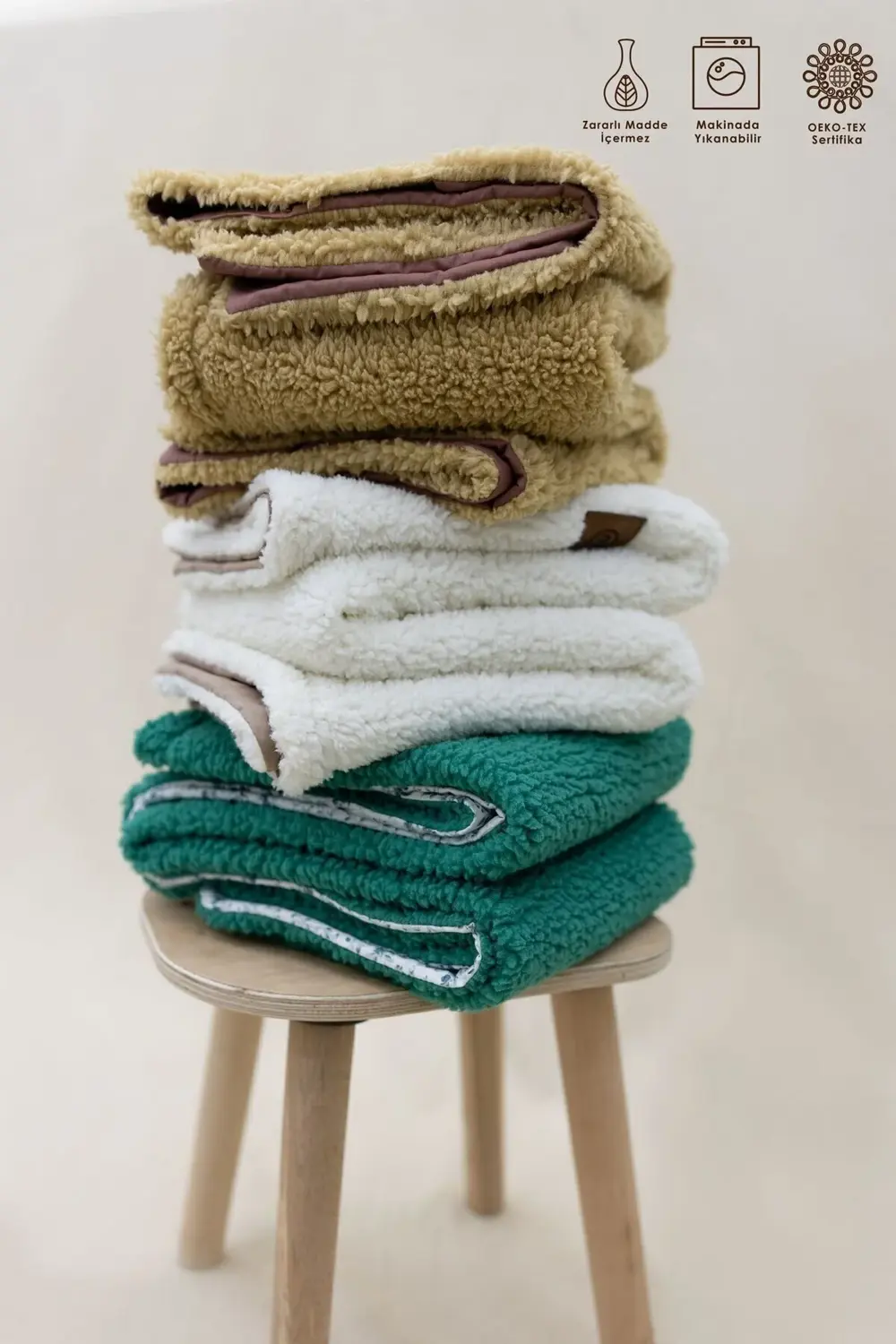 Bebek Battaniyesi, Çift Taraflı Kullanım, Teddy Kumaş Bebek Beşik