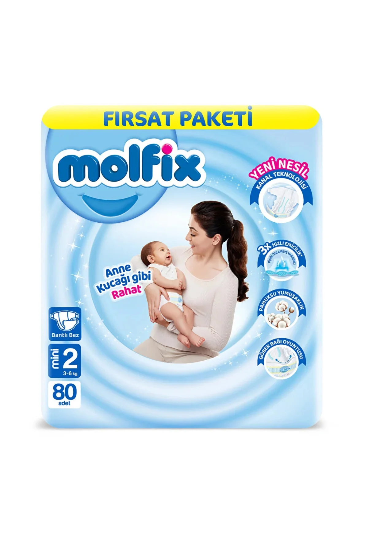 Bebek Bezi Fırsat Paketi 2 Beden 3-6 Kg 80 Adet
