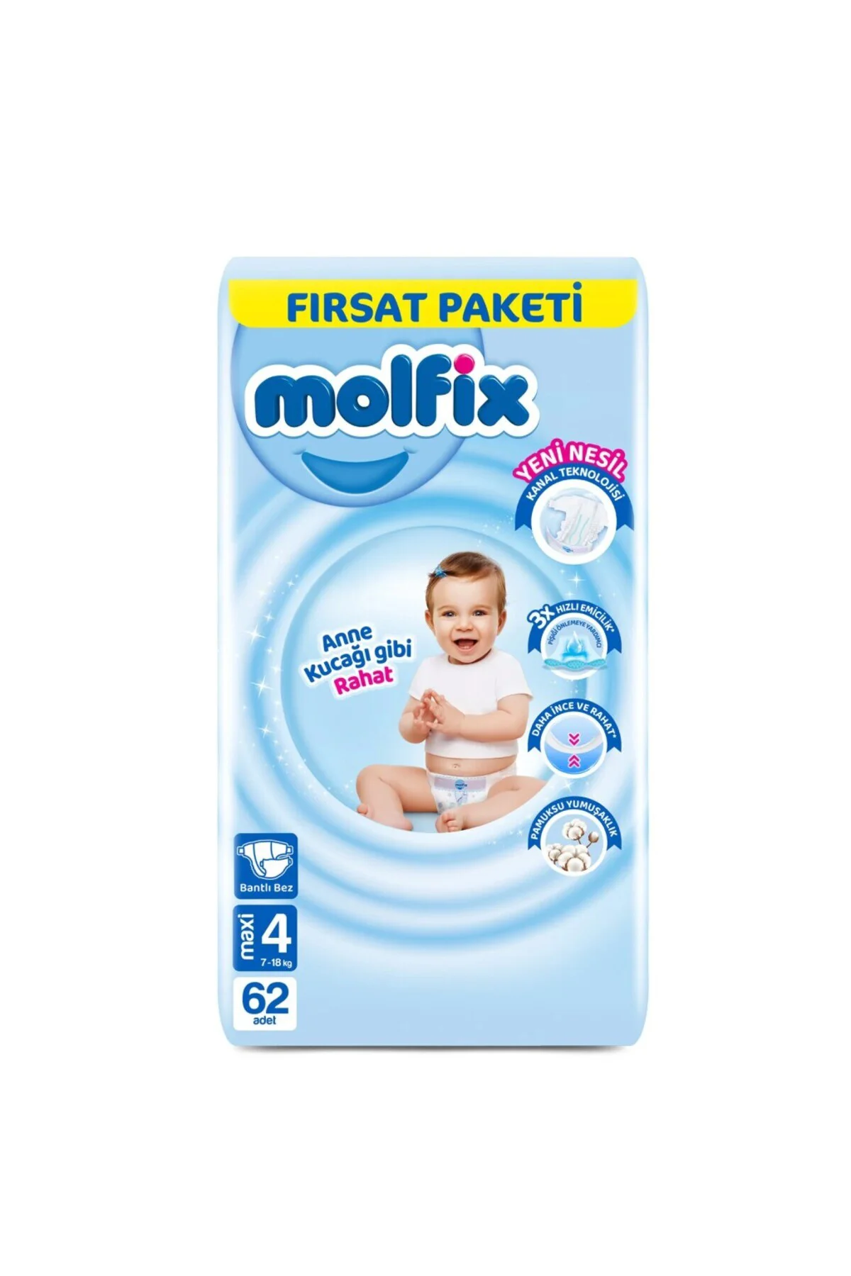 Bebek Bezi Fırsat Paketi 4 Beden 7-14 Kg 62 Adet