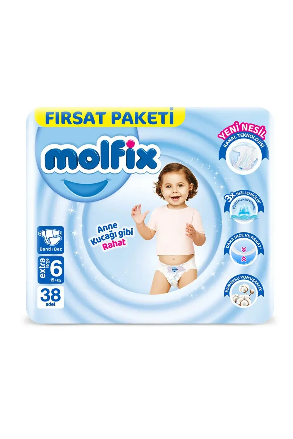 Bebek Bezi Fırsat Paketi 6 Beden 15+ Kg 38 Adet