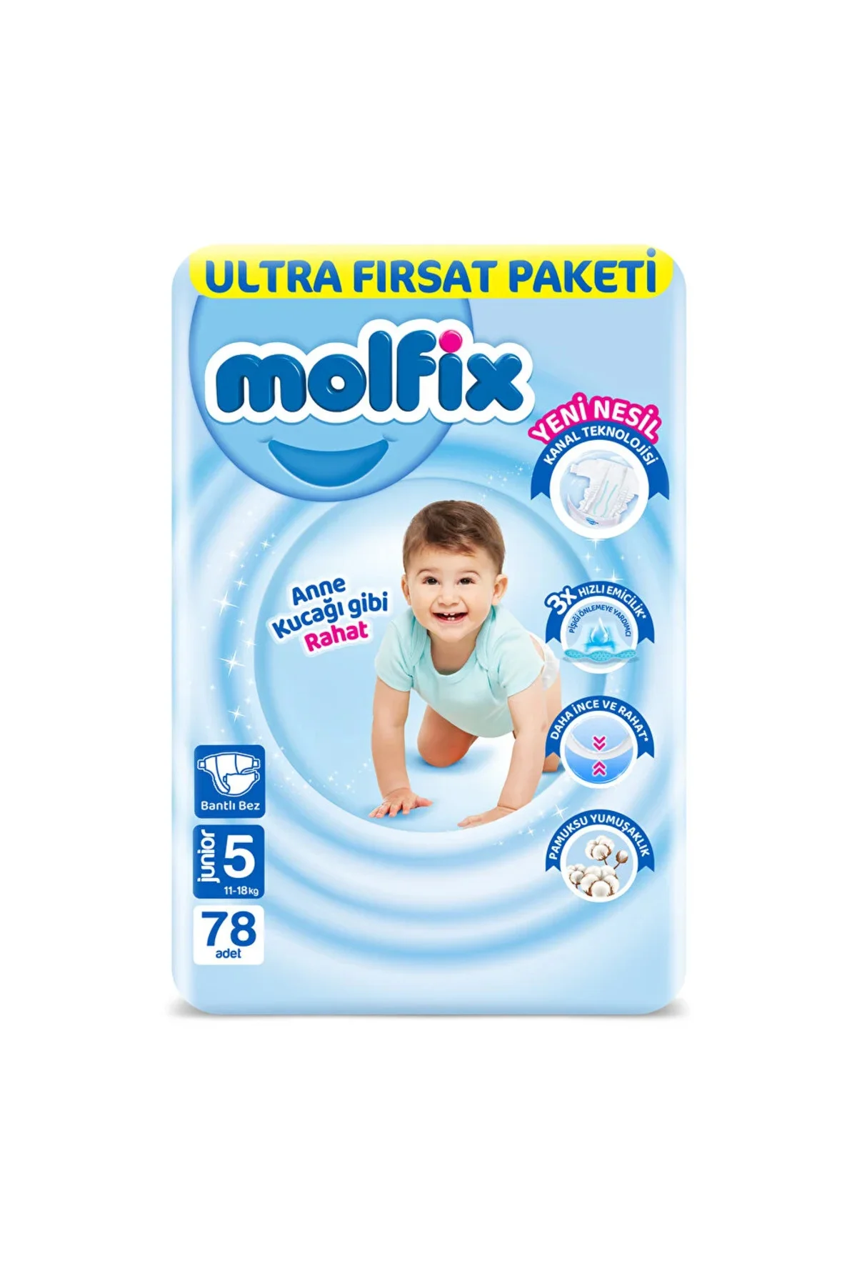 Bebek Bezi Ultra Fırsat Paketi 5 Beden 11-18 Kg 78 Adet