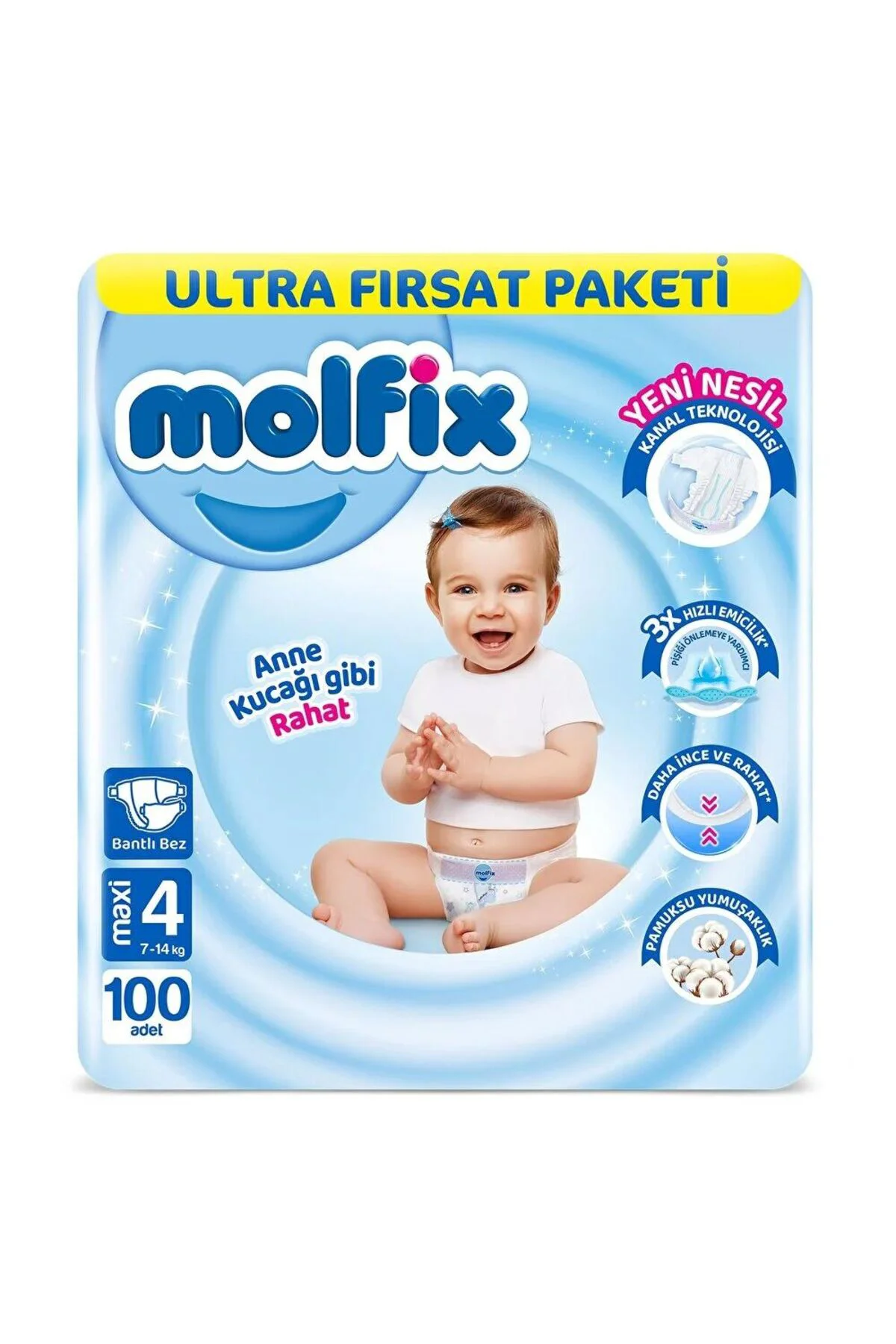 Bebek Bezi Ultra Fırsat Paketi 4 Beden 7-14 Kg 100 Adet