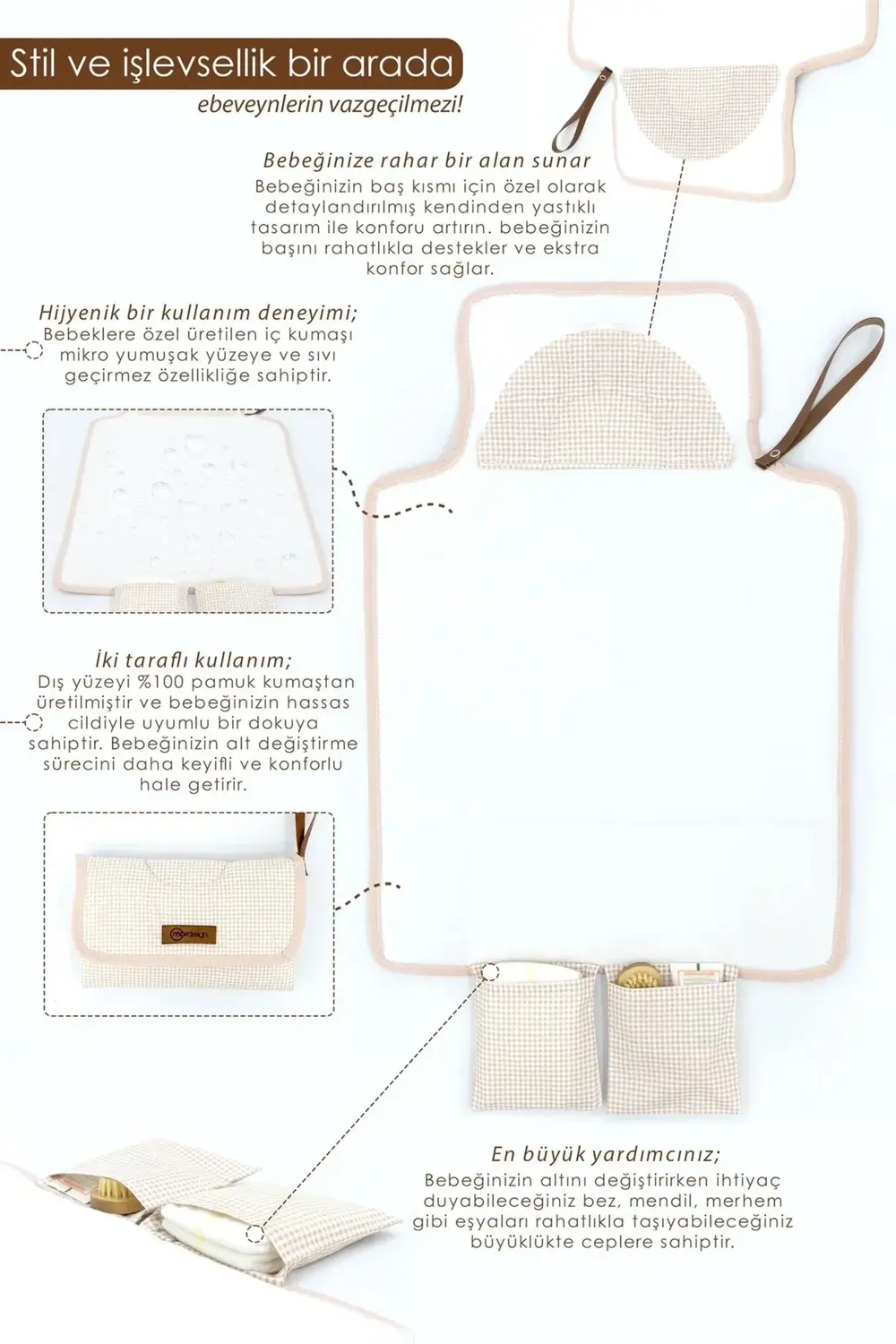 Bebek Çanta Alt Açma Minderi, Alt Değiştirme Pedi, Taşınabilir Ba