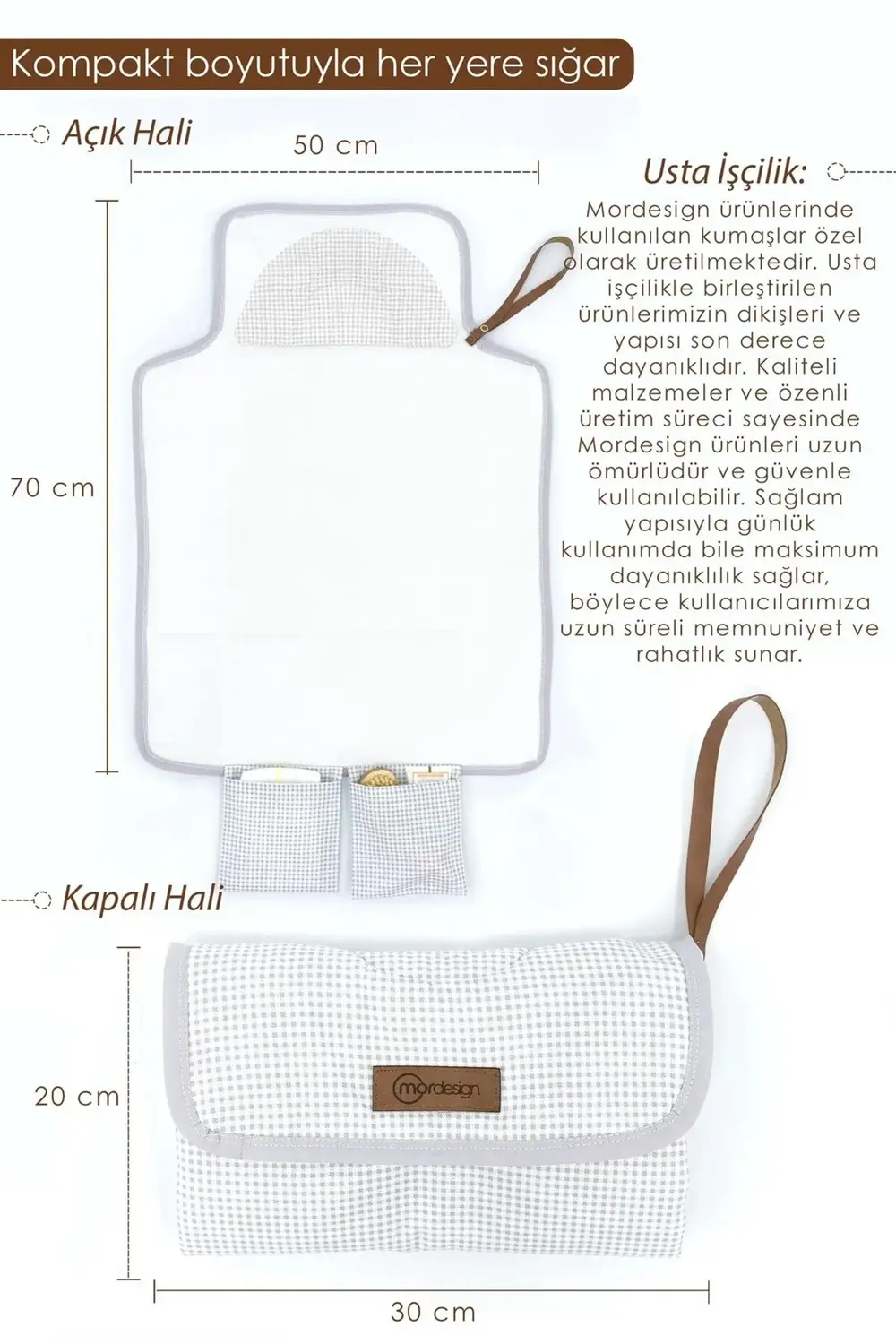 Mordesign Bebek Çanta Alt Açma Minderi Alt Değiştirme Pedi, Taşınabilir Bak