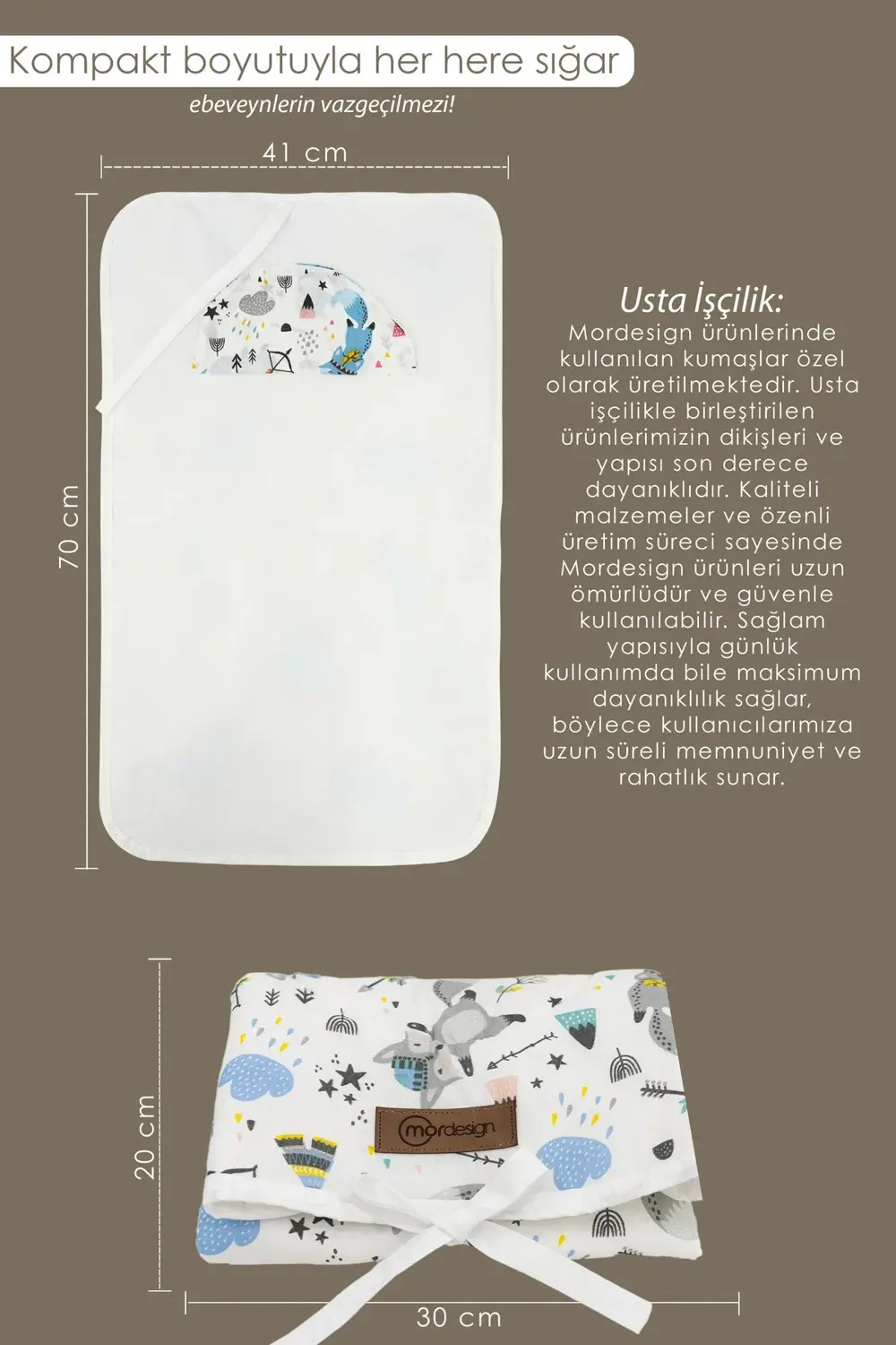 Mordesign Bebek Çanta Alt Açma Minderi  Alt Değiştirme Pedi  Taşınabilir Ba