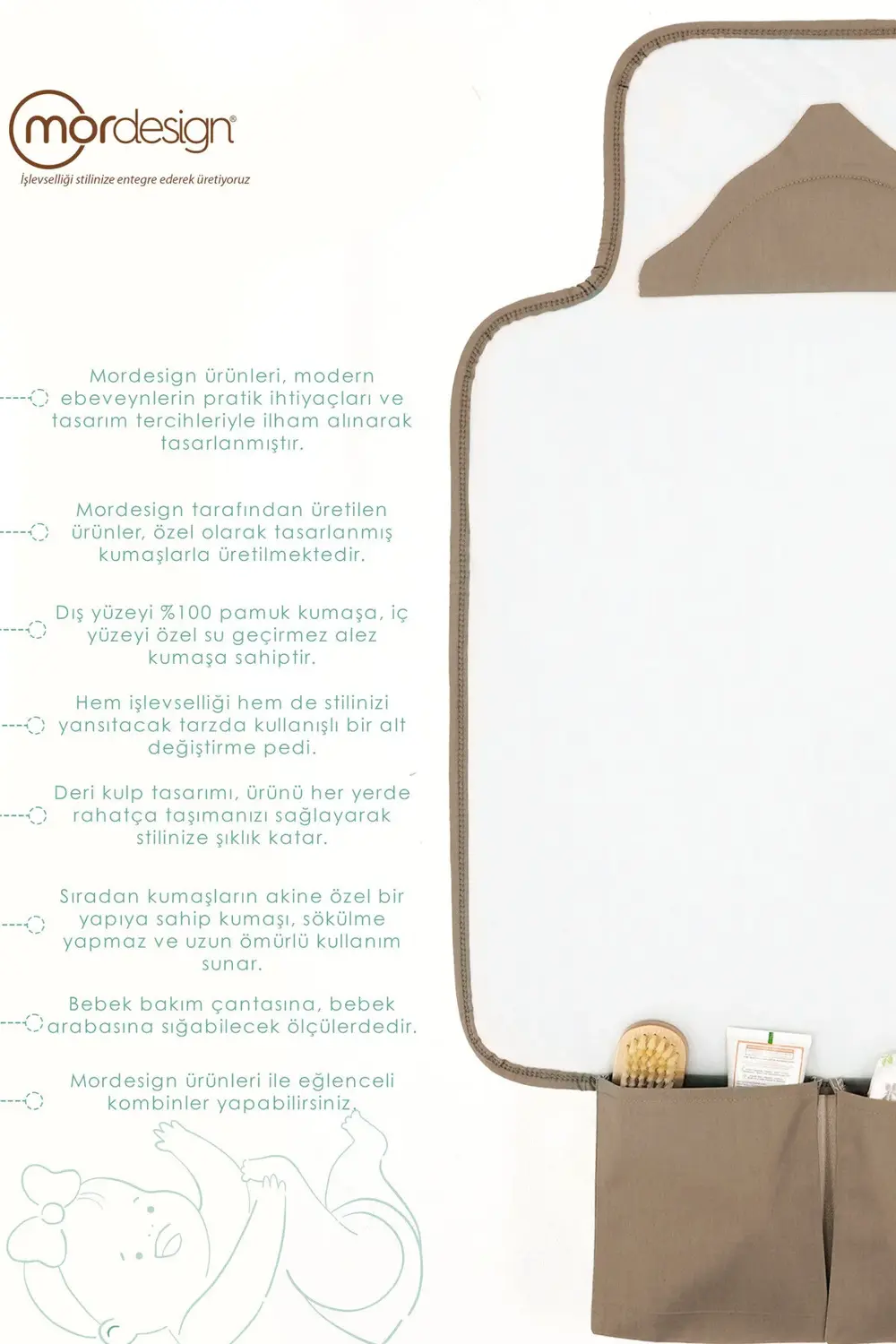 Mordesign Bebek Çanta Alt Açma Minderi, Alt Değiştirme Pedi, Taşınabilir Ba Mordesign Bebek Çanta Alt Açma Minderi, Alt Değiştirme Pedi, Taşınabilir Ba