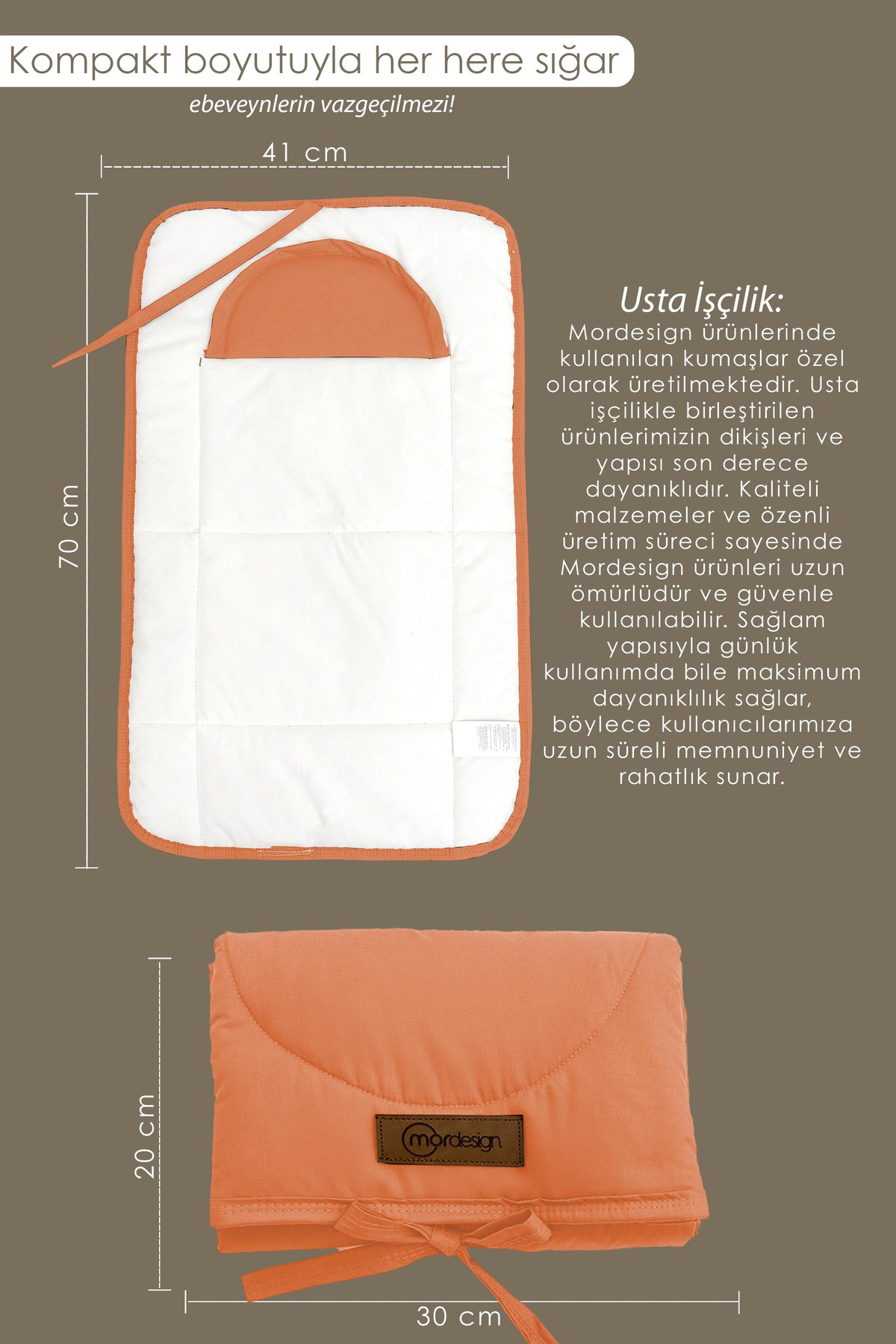 Mordesign Bebek Çanta Alt Açma Minderi Alt Değiştirme Pedi Taşınabilir Bakı