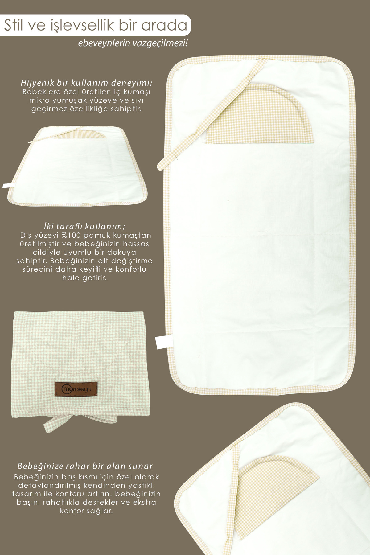Mordesign Bebek Çanta Alt Açma Minderi Alt Değiştirme Pedi Taşınabilir Bakı
