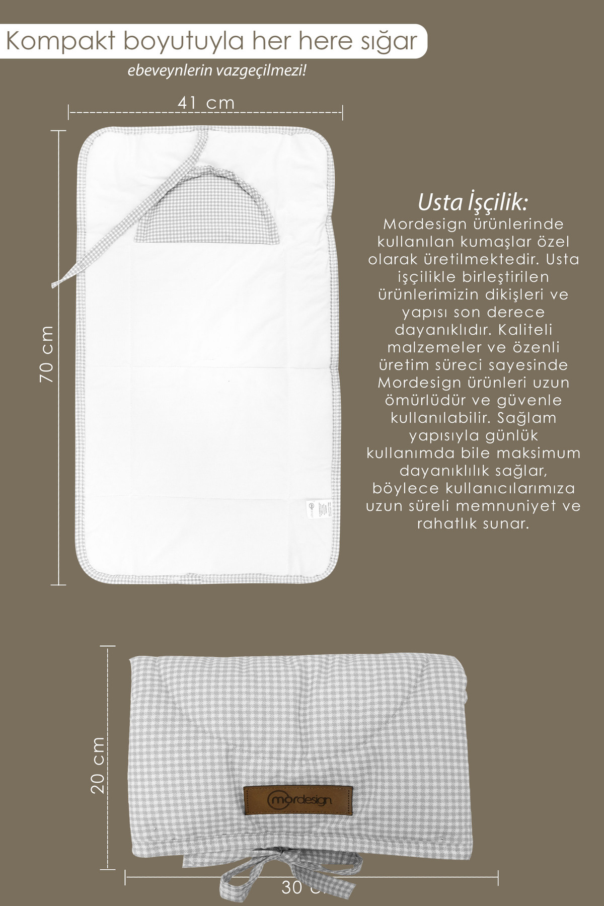 Mordesign Bebek Çanta Alt Açma Minderi Alt Değiştirme Pedi Taşınabilir Bakı