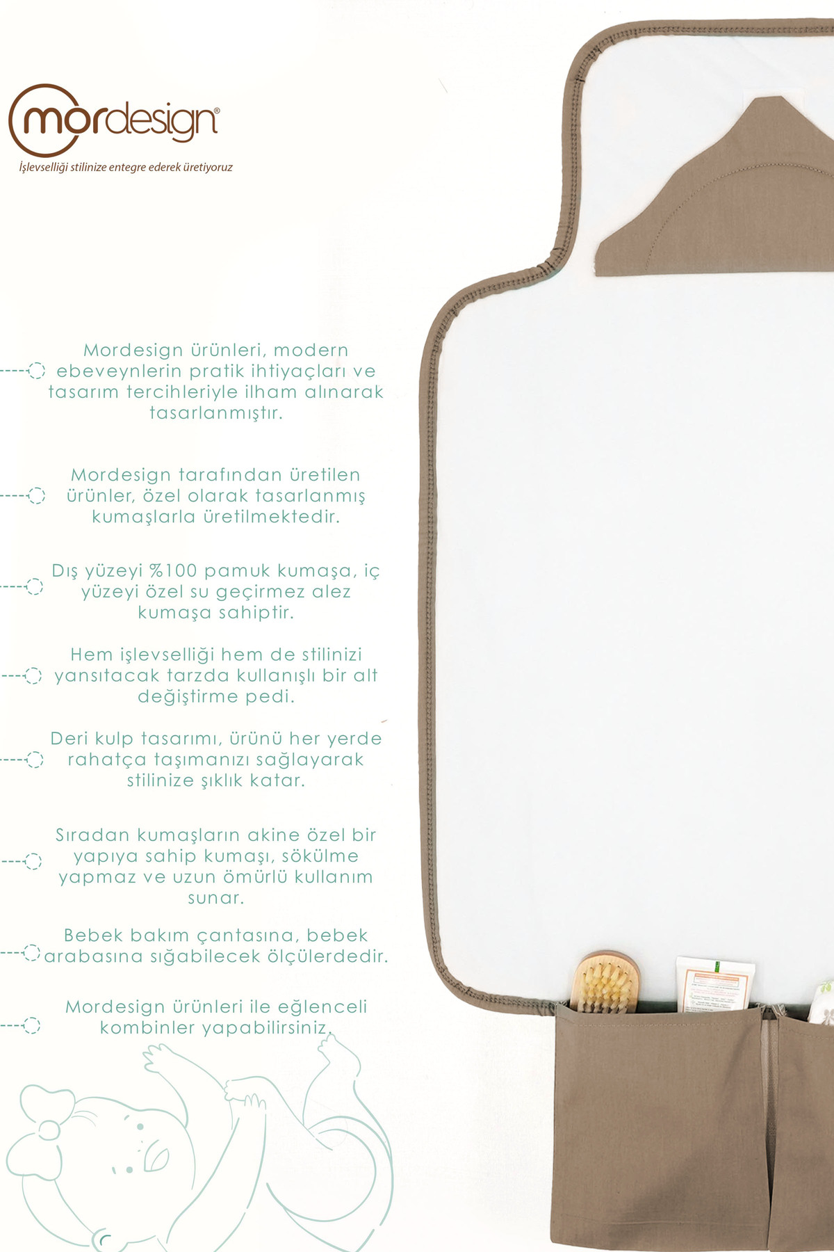 Mordesign Bebek Çanta Alt Açma Minderi, Alt Değiştirme Pedi, Taşınabilir Ba Mordesign Bebek Çanta Alt Açma Minderi, Alt Değiştirme Pedi, Taşınabilir Ba