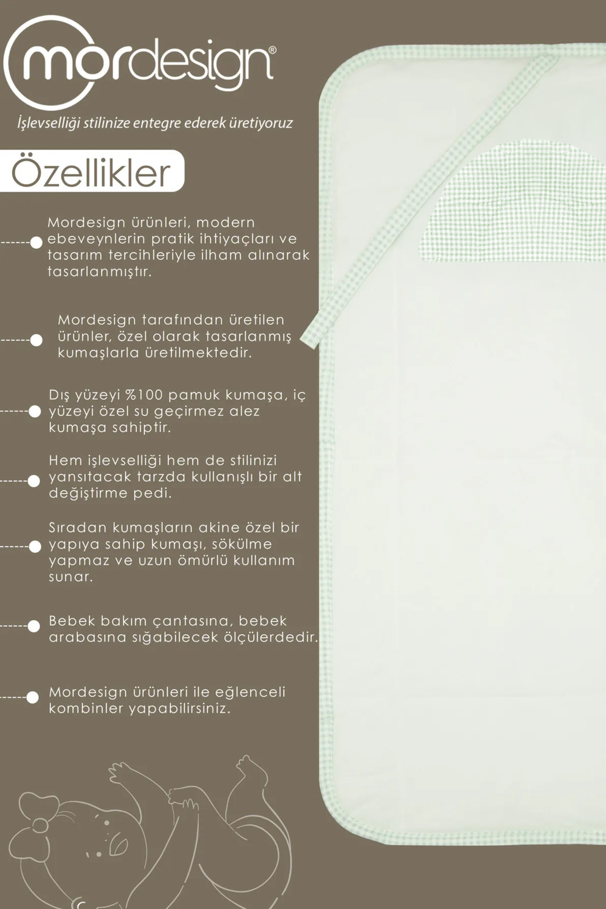 Mordesign Bebek Çanta Alt Açma Minderi, Alt Değiştirme Pedi, Taşınabilir Ba