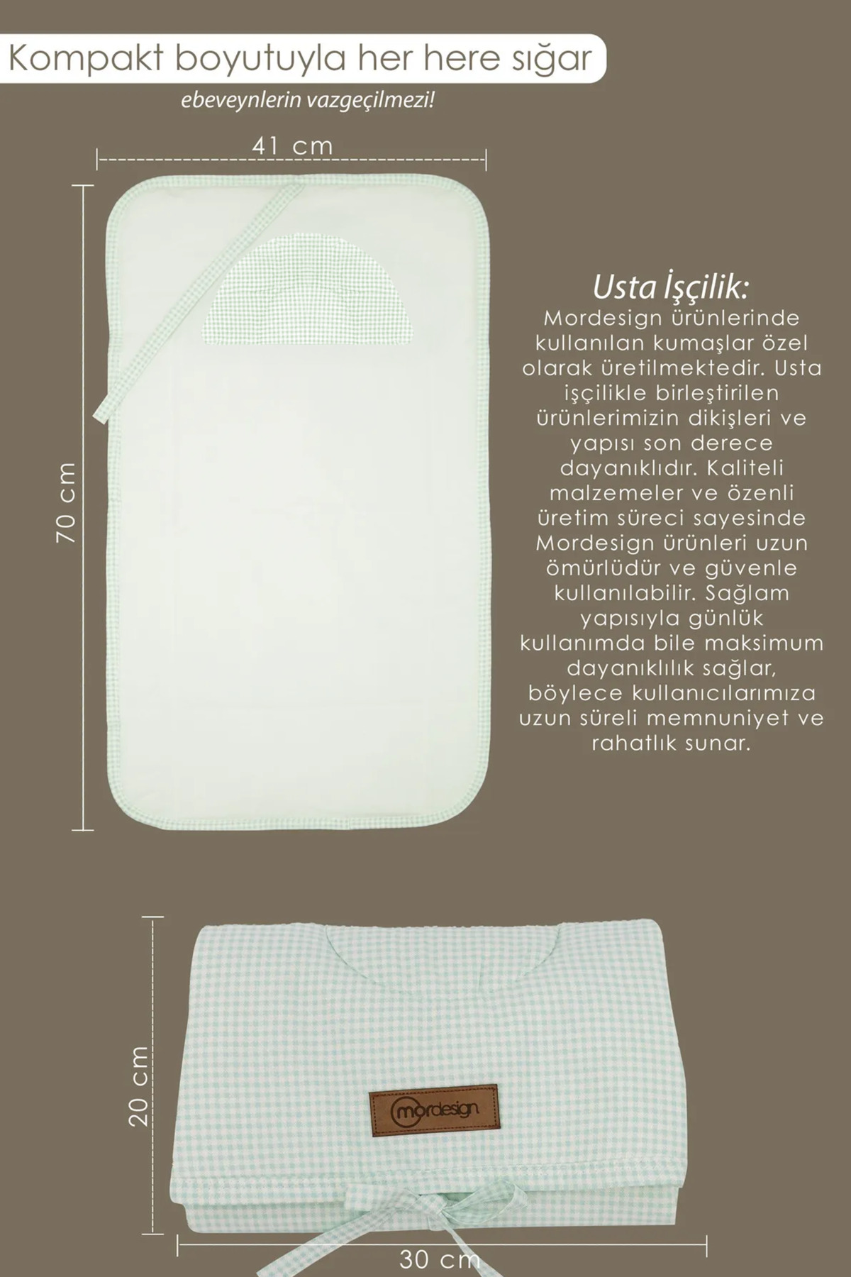 Mordesign Bebek Çanta Alt Açma Minderi, Alt Değiştirme Pedi, Taşınabilir Ba