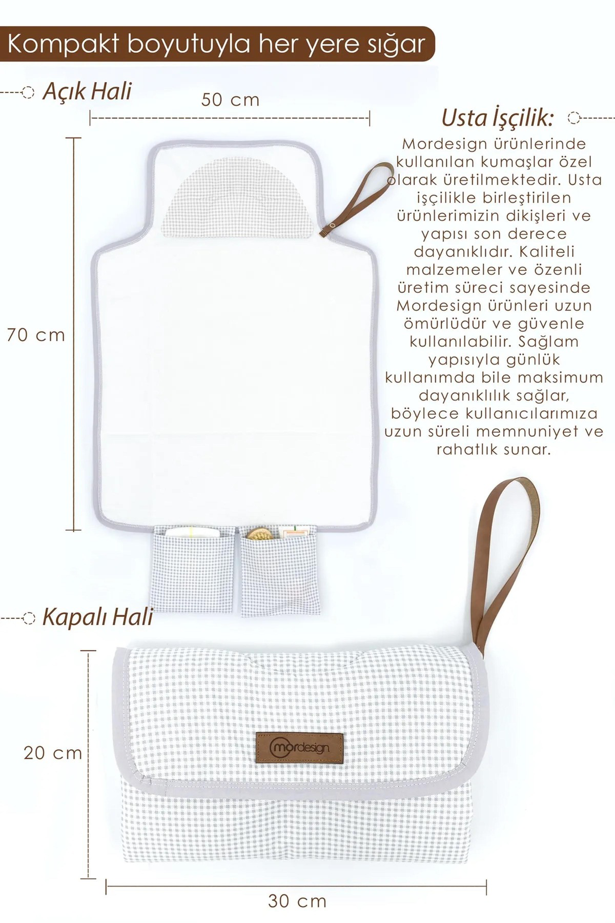 Mordesign Bebek Çanta Alt Açma Minderi Alt Değiştirme Pedi, Taşınabilir Bak