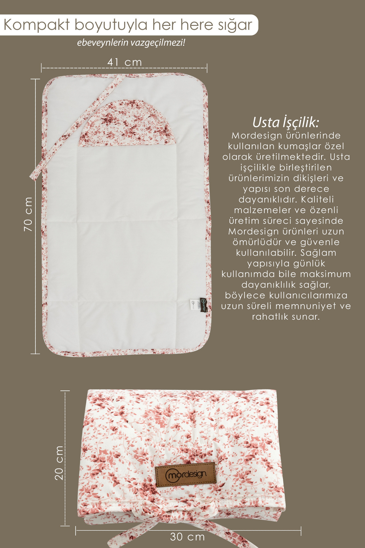 Mordesign Bebek Çanta Alt Açma Minderi Alt Değiştirme Pedi Taşınabilir Bakı