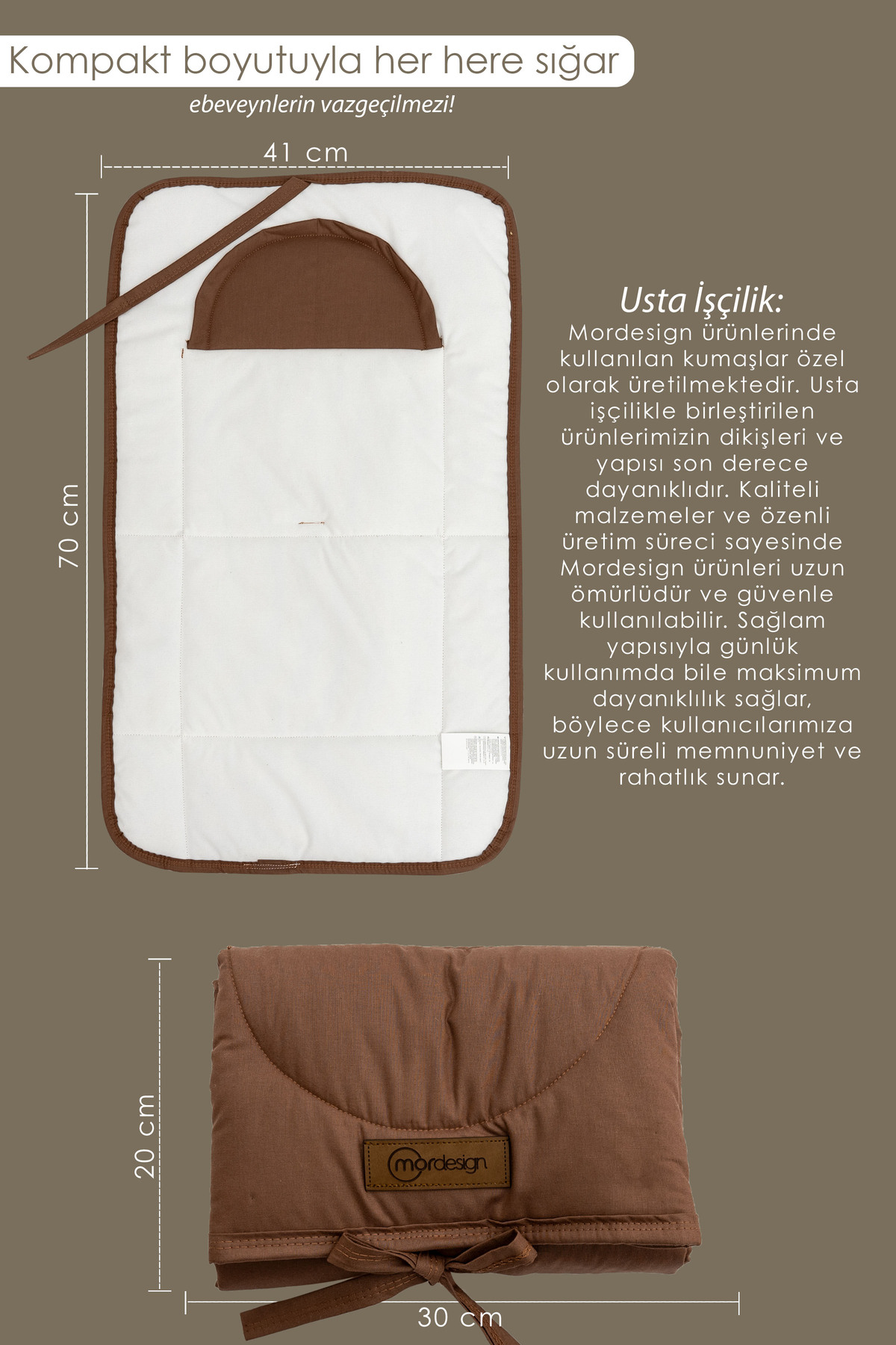 Mordesign Bebek Çanta Alt Açma Minderi, Alt Değiştirme Pedi, Taşınabilir Ba