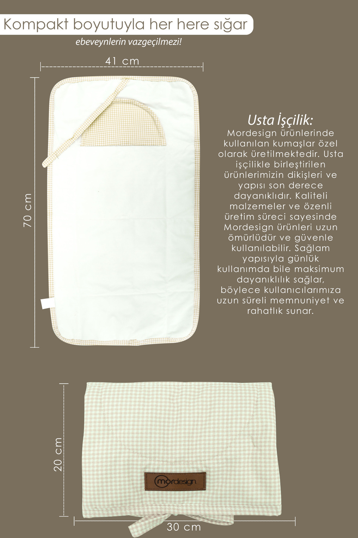 Mordesign Bebek Çanta Alt Açma Minderi Alt Değiştirme Pedi Taşınabilir Bakı