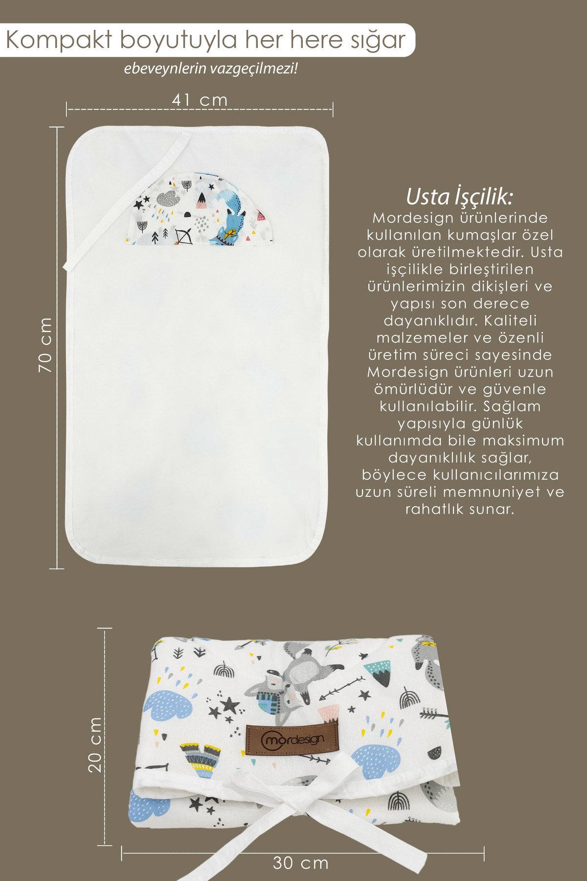 Mordesign Bebek Çanta Alt Açma Minderi Alt Değiştirme Pedi Taşınabilir Bakı